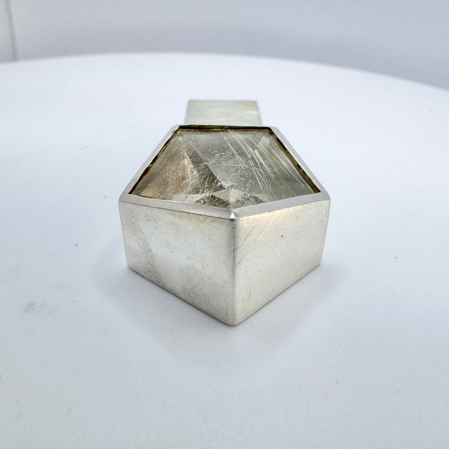Peter Schutz, Sweden. Vintage Sterling Silver Rutilated Quartz Pendant.