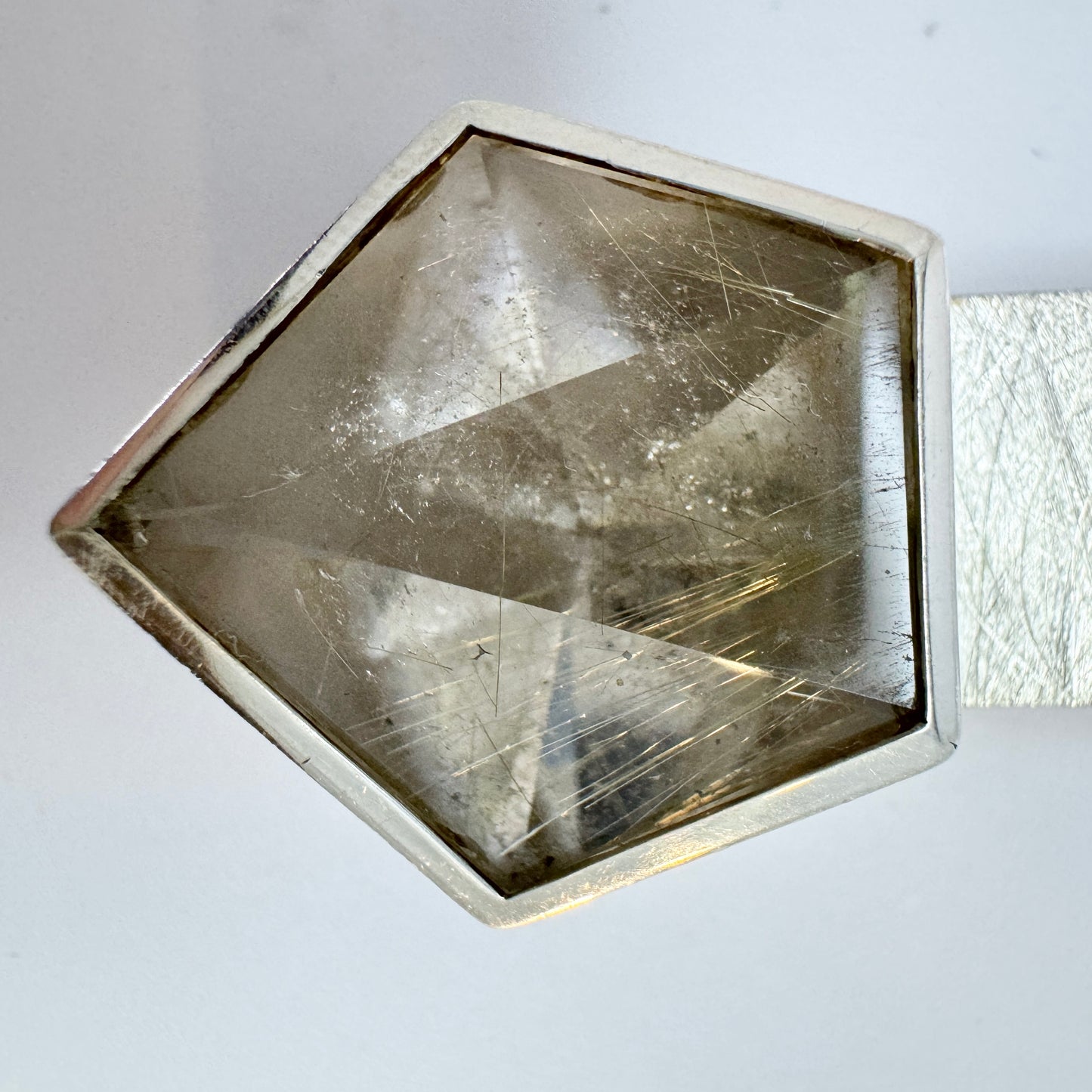 Peter Schutz, Sweden. Vintage Sterling Silver Rutilated Quartz Pendant.