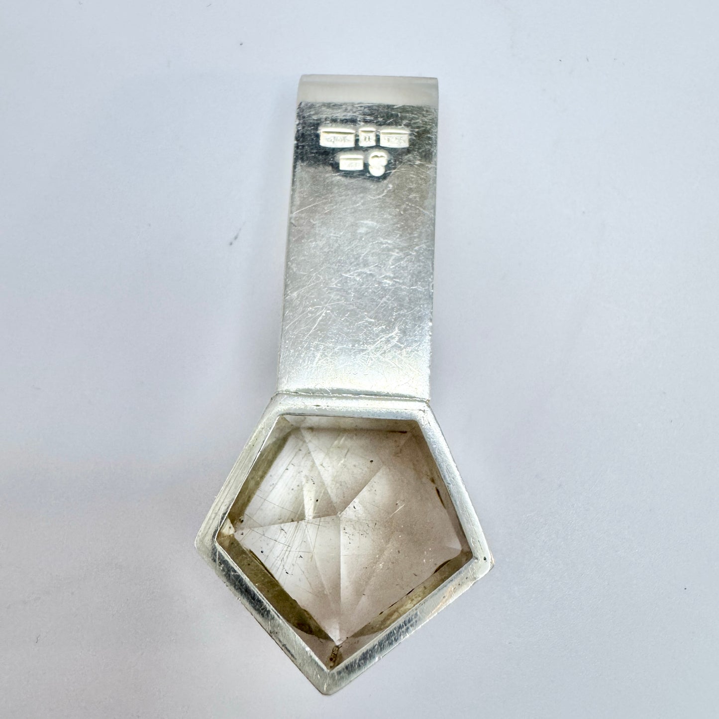 Peter Schutz, Sweden. Vintage Sterling Silver Rutilated Quartz Pendant.