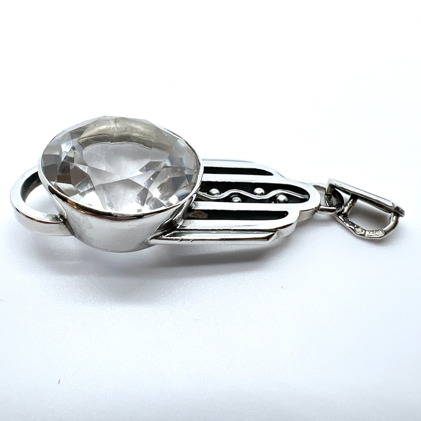 ALTON, Sweden 1948. Vintage Sterling Silver Rock Crystal Pendant.