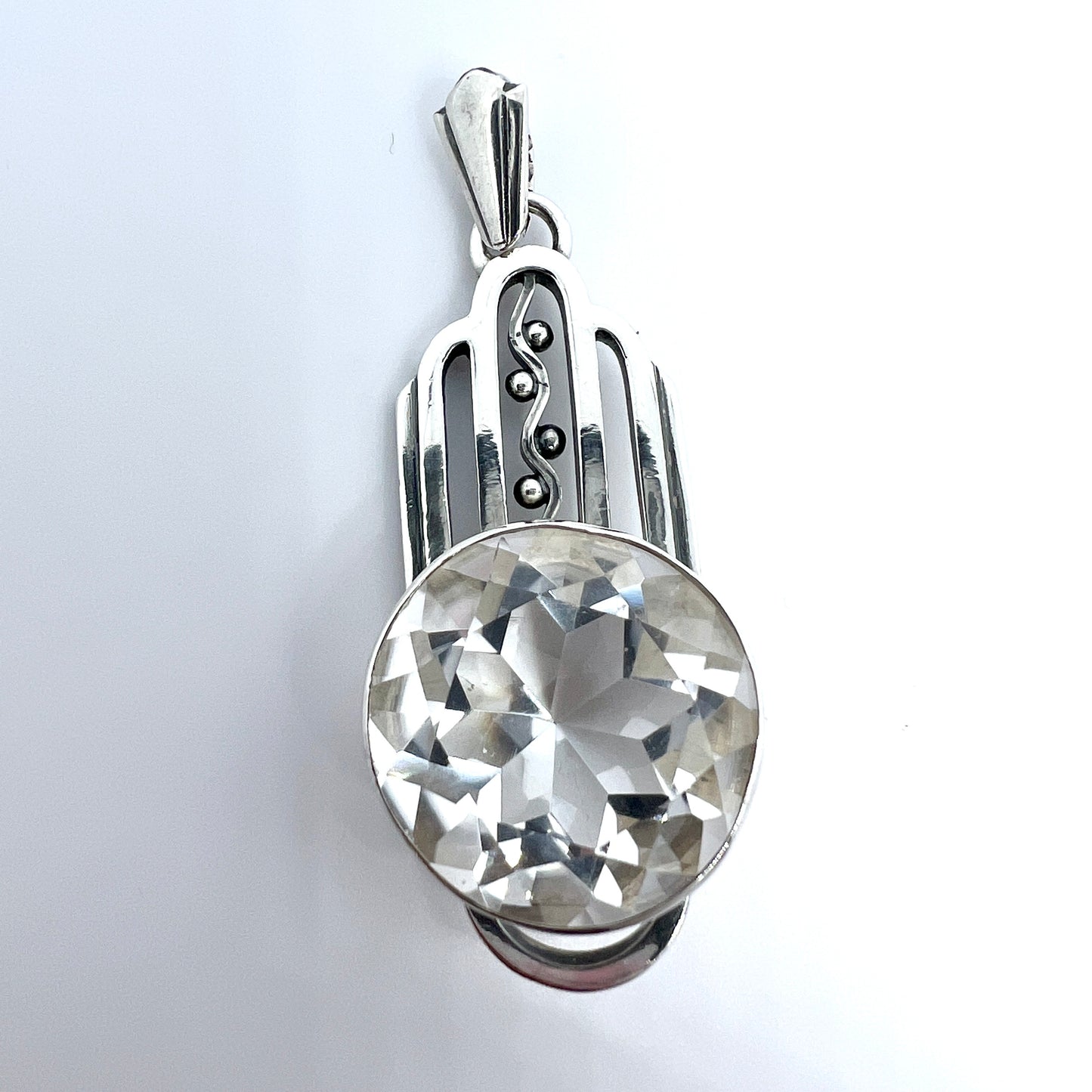 ALTON, Sweden 1948. Vintage Sterling Silver Rock Crystal Pendant.