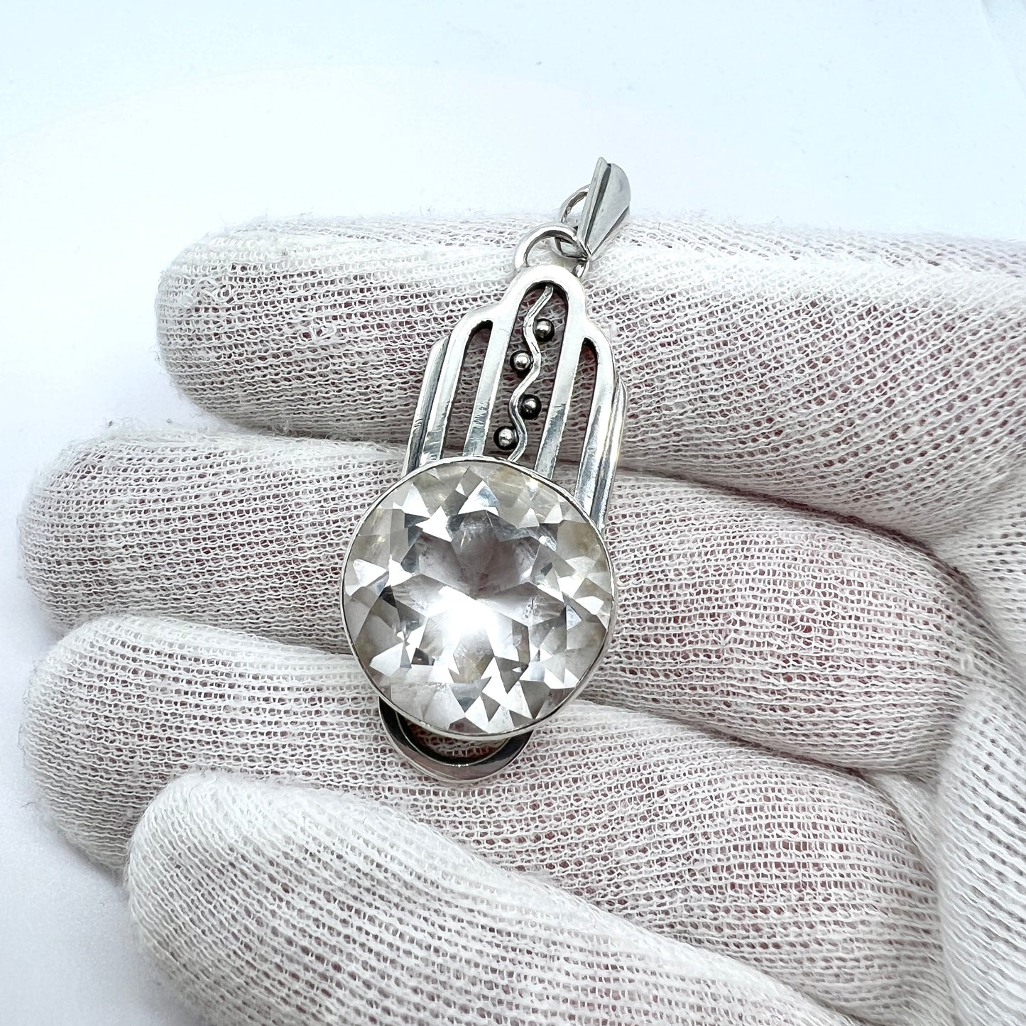 ALTON, Sweden 1948. Vintage Sterling Silver Rock Crystal Pendant.