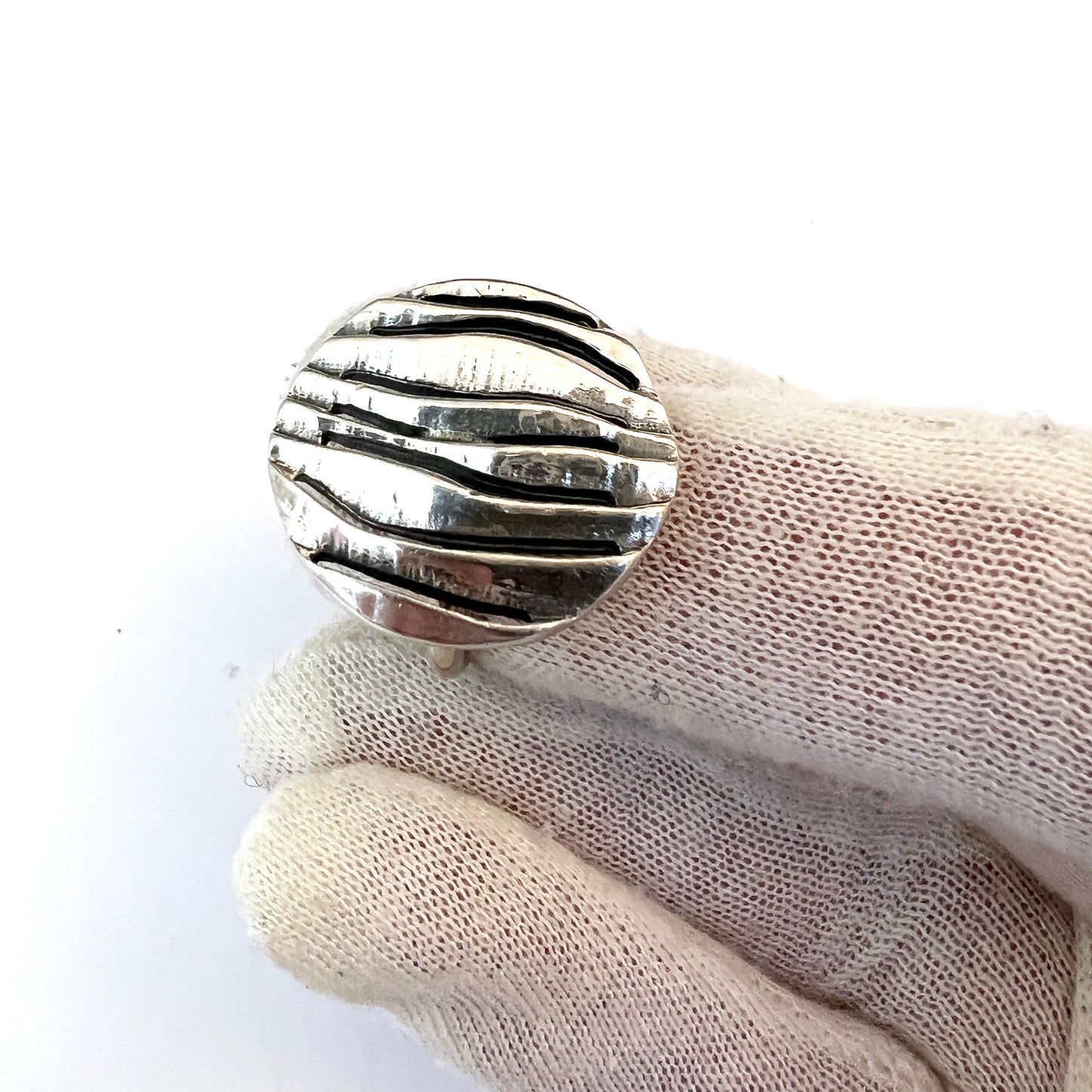 France 1960s. Vintage Modernist Sterling Silver Ring.