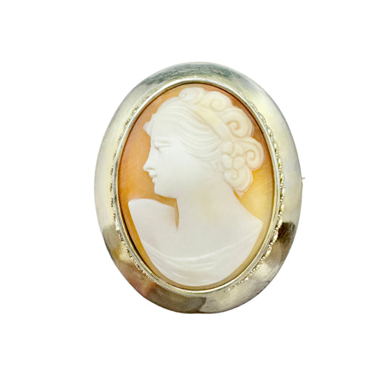 Hjalmar Salo, Finland 1954. Vintage Gilt Solid Silver Cameo Brooch.