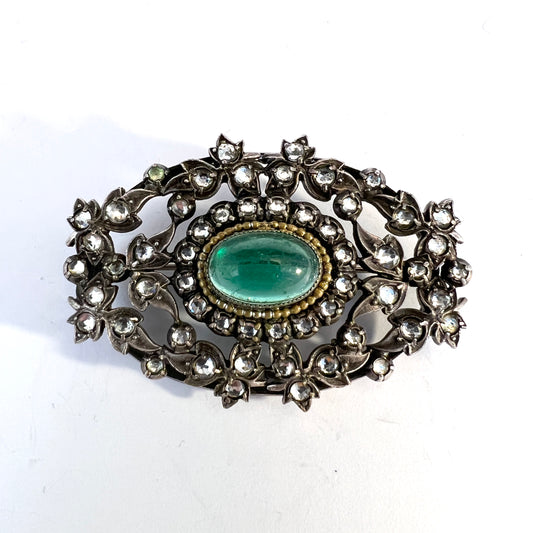 Vintage 1940s. Solid Silver Paste Stone Brooch. Probably Hungary.