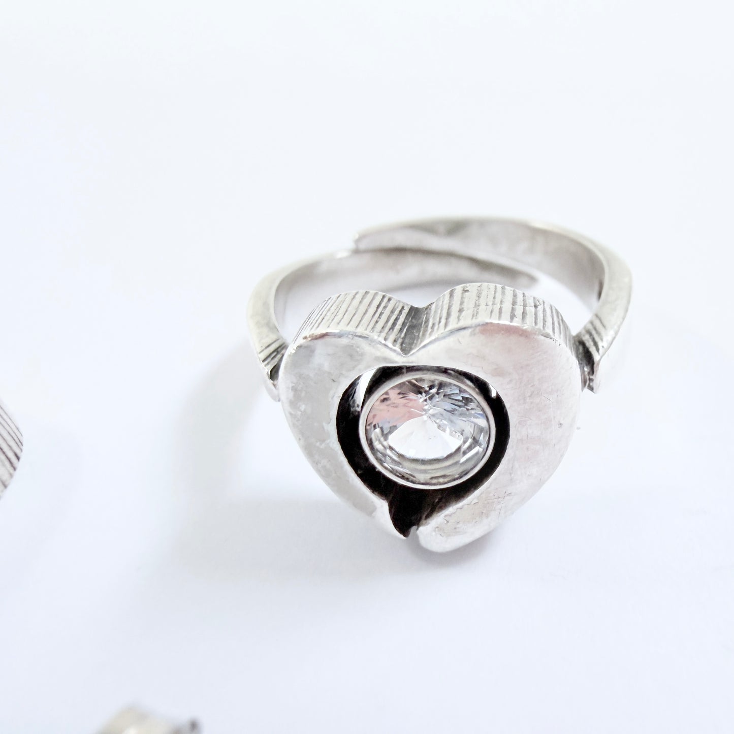 Finnfeelings, Finland. Vintage Sterling Silver Rock Crystal Heart Set.