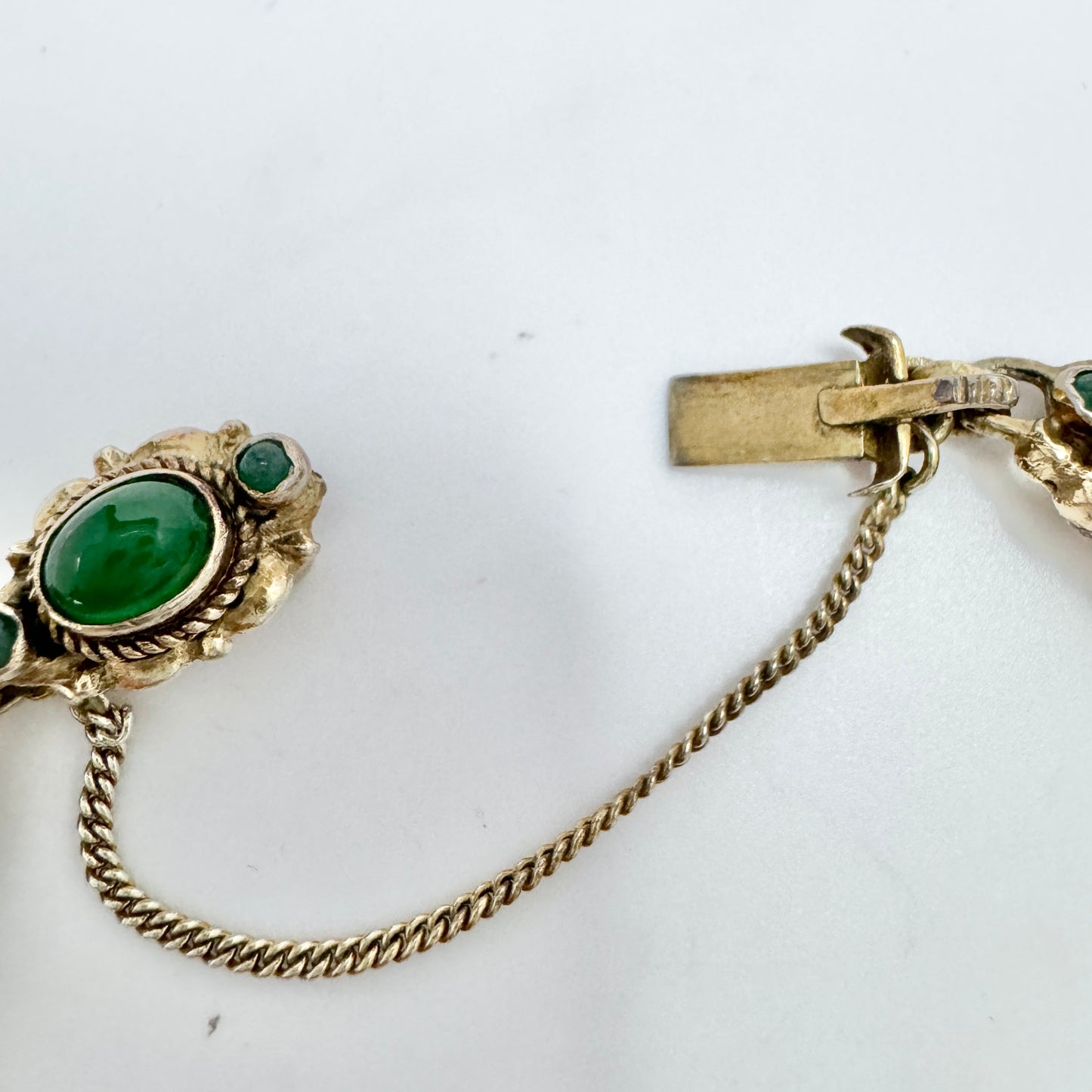 Austria / Hungary early 1900s. Silver Vermeil Chrysoprase Bracelet.