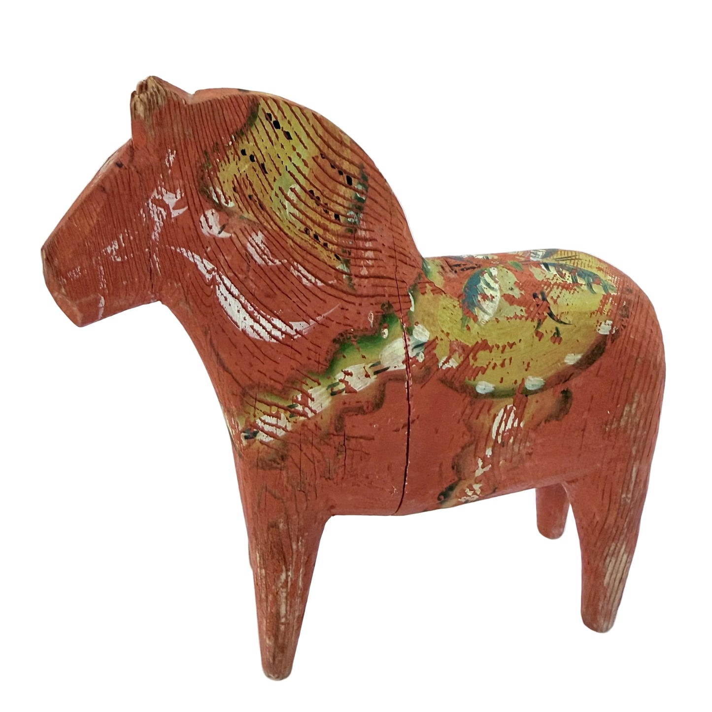 Antique / Vintage Hand-Carved Dala Horse. Swedish Folk Art
