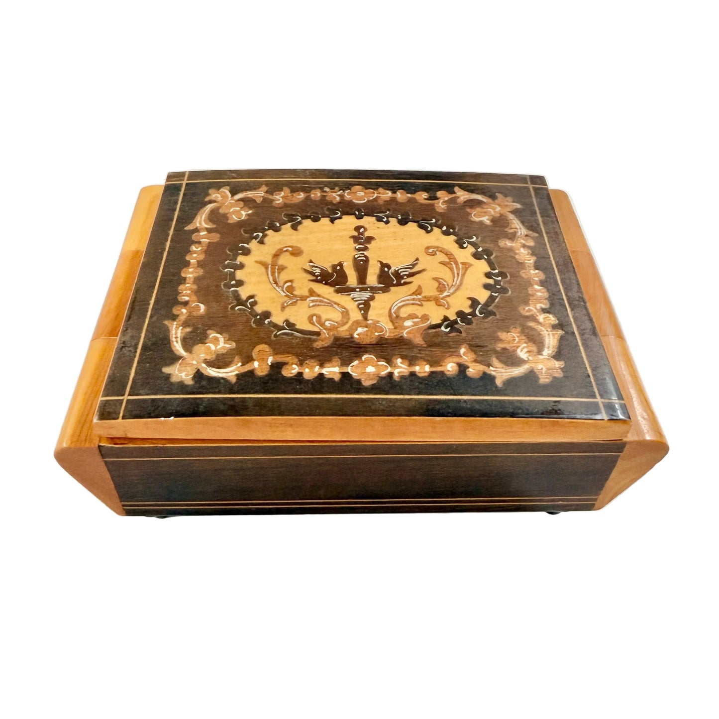 Vintage Mid-century Wood Jewelry Box Casket. Prob Italy.