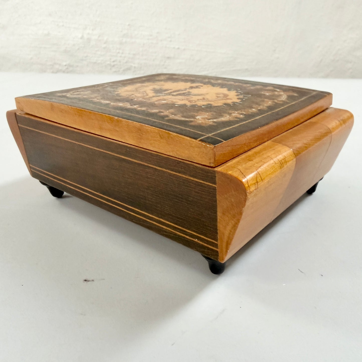 Vintage Mid-century Wood Jewelry Box Casket. Prob Italy.