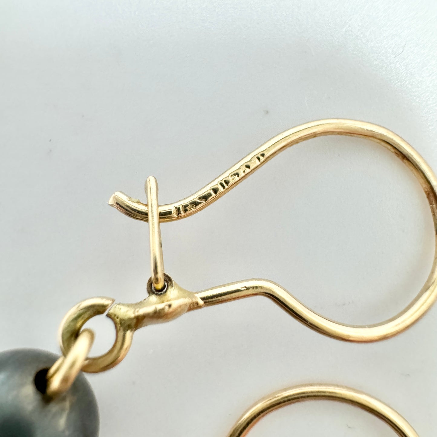 Finland 1970-80s. Vintage 14k Gold Hematite Earrings.