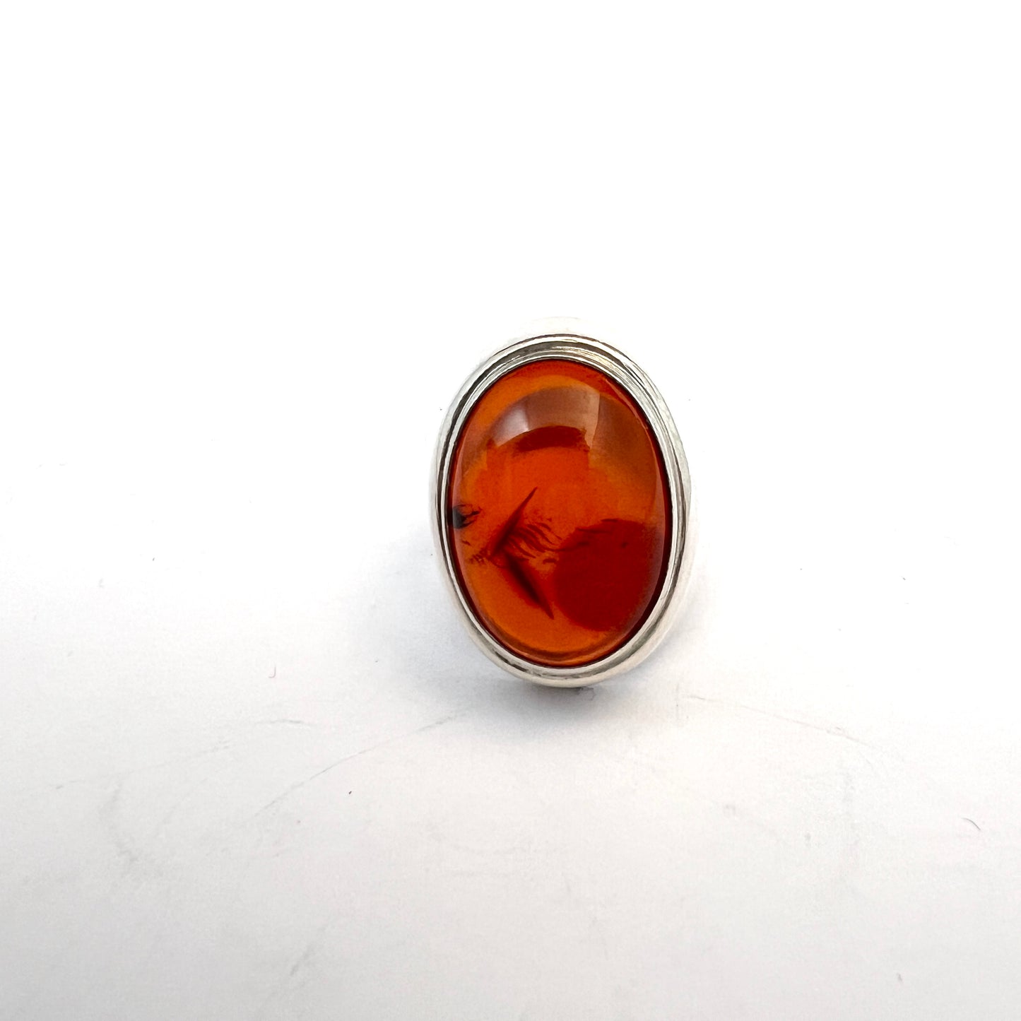 Ostsee-schmuck, Fischland. Vintage 835 Silver Amber Ring.