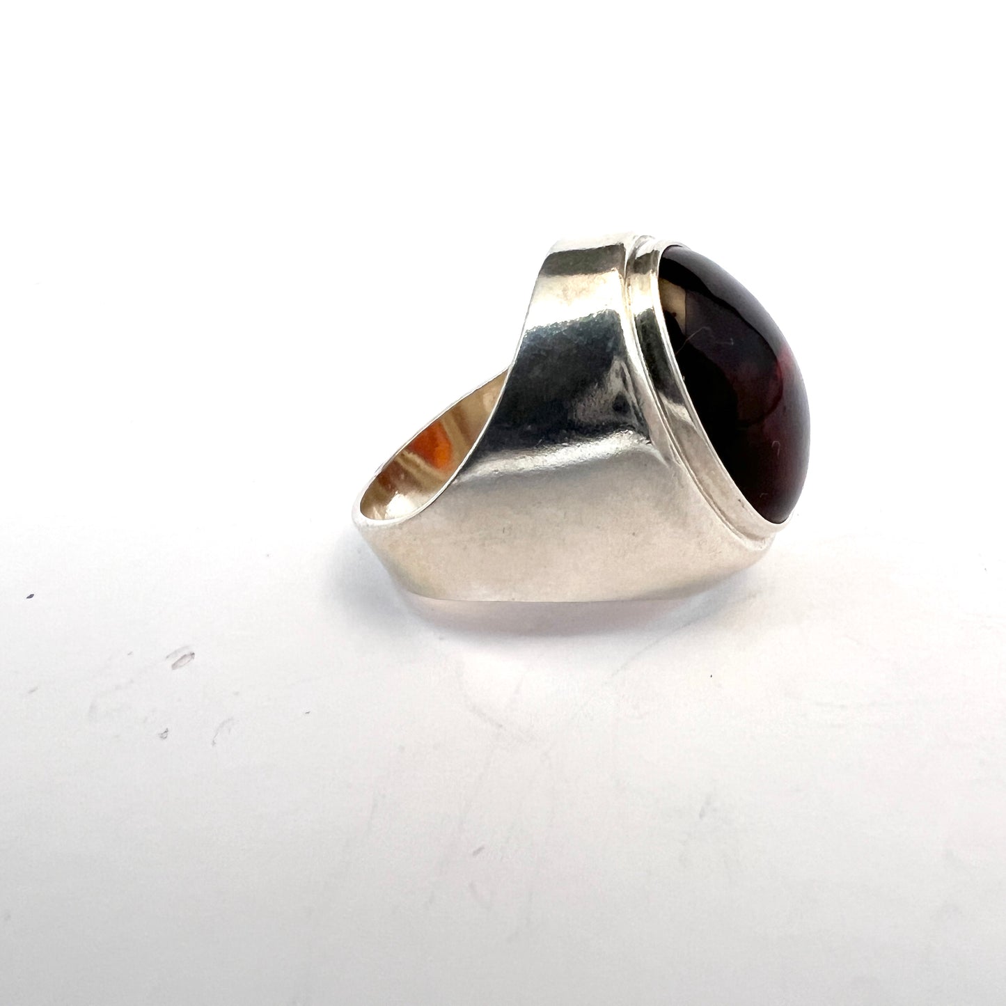 Ostsee-schmuck, Fischland. Vintage 835 Silver Amber Ring.