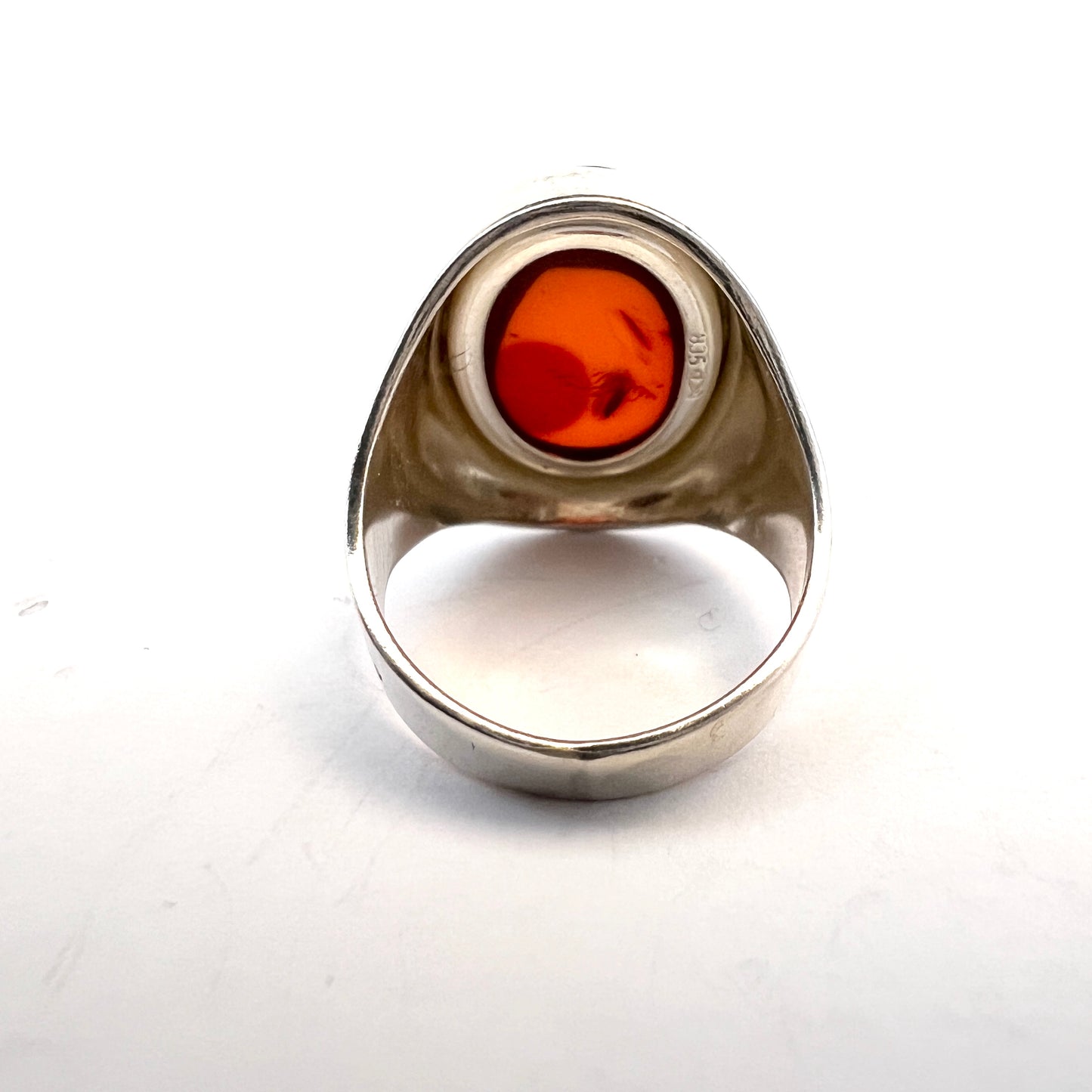 Ostsee-schmuck, Fischland. Vintage 835 Silver Amber Ring.