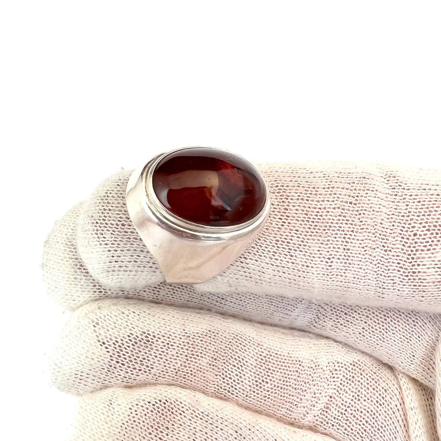 Ostsee-schmuck, Fischland. Vintage 835 Silver Amber Ring.