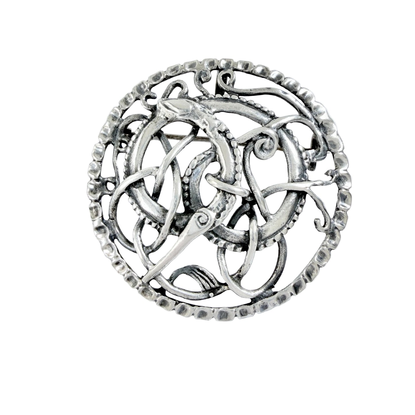 Astri Holthe, Norway. Vintage Sterling Silver Dragestil Brooch Pendant.