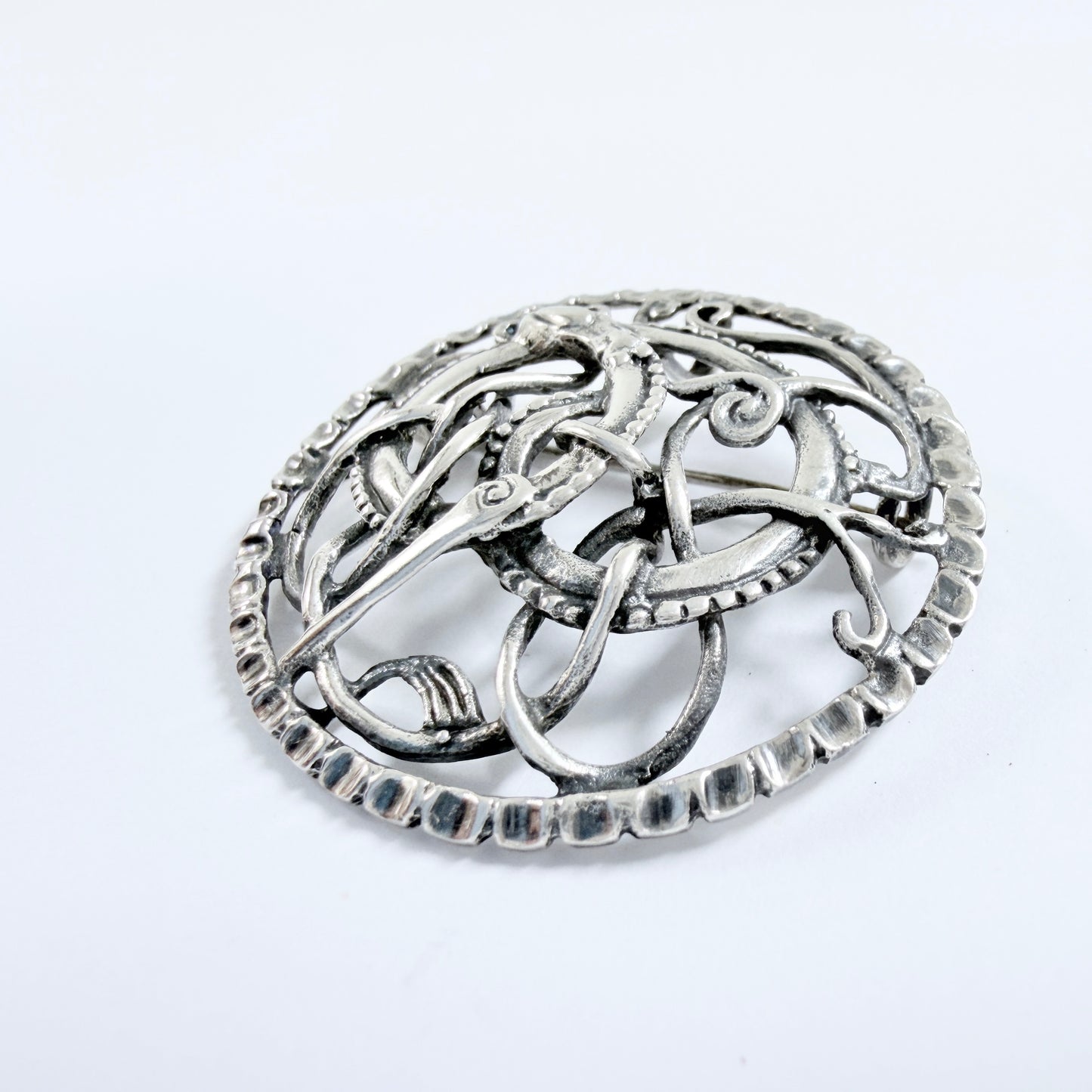 Astri Holthe, Norway. Vintage Sterling Silver Dragestil Brooch Pendant.