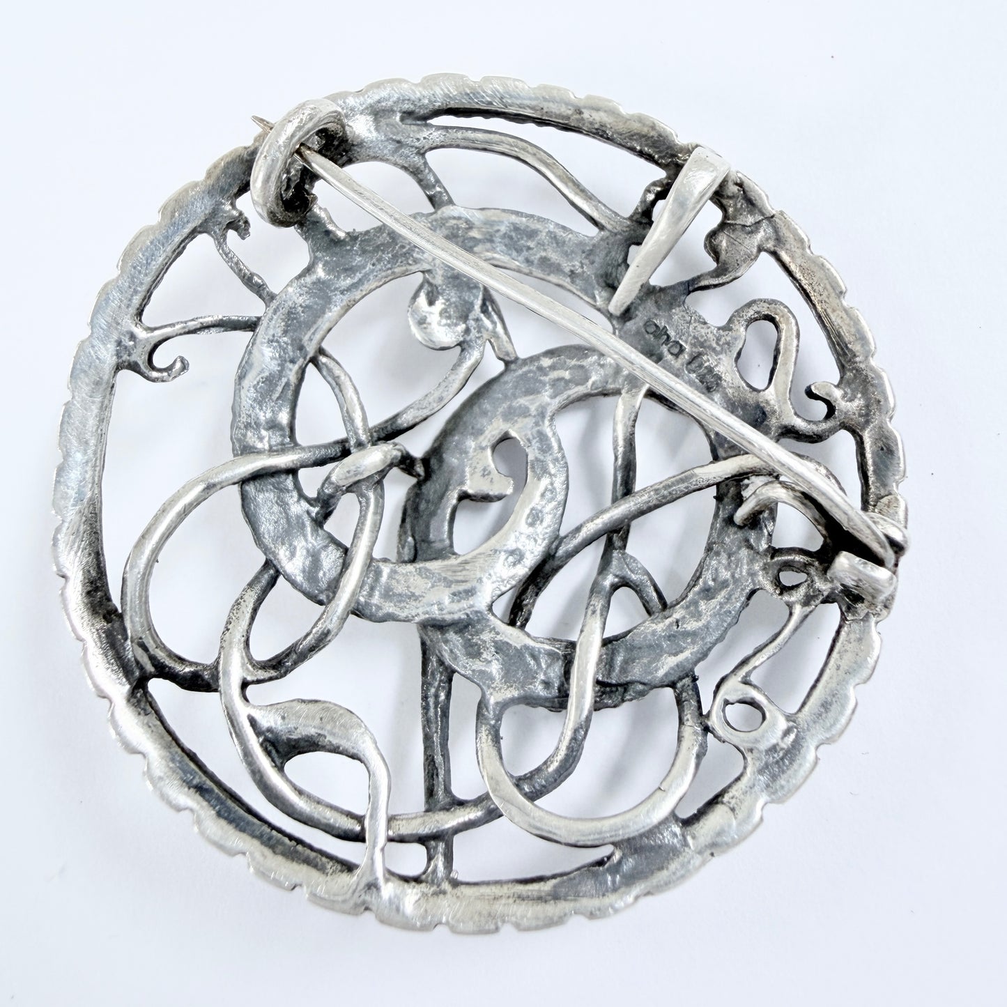 Astri Holthe, Norway. Vintage Sterling Silver Dragestil Brooch Pendant.