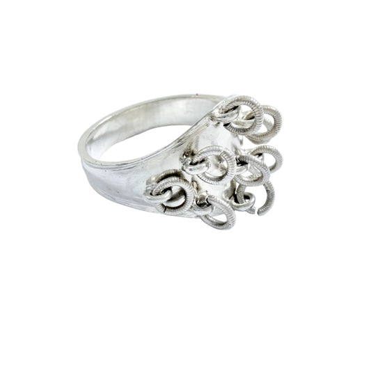 Nordmaling, Sweden year 1898. Antique Solid Silver Sami / Laplander Wedding Ring.