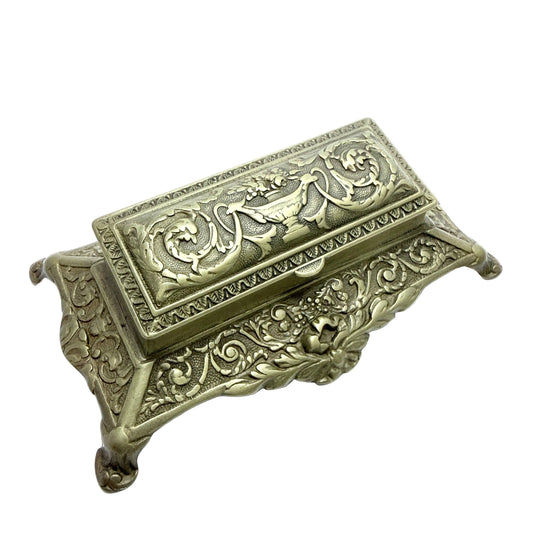 Antique Empire-style ca 1900. Brass Desk Stamp Box
