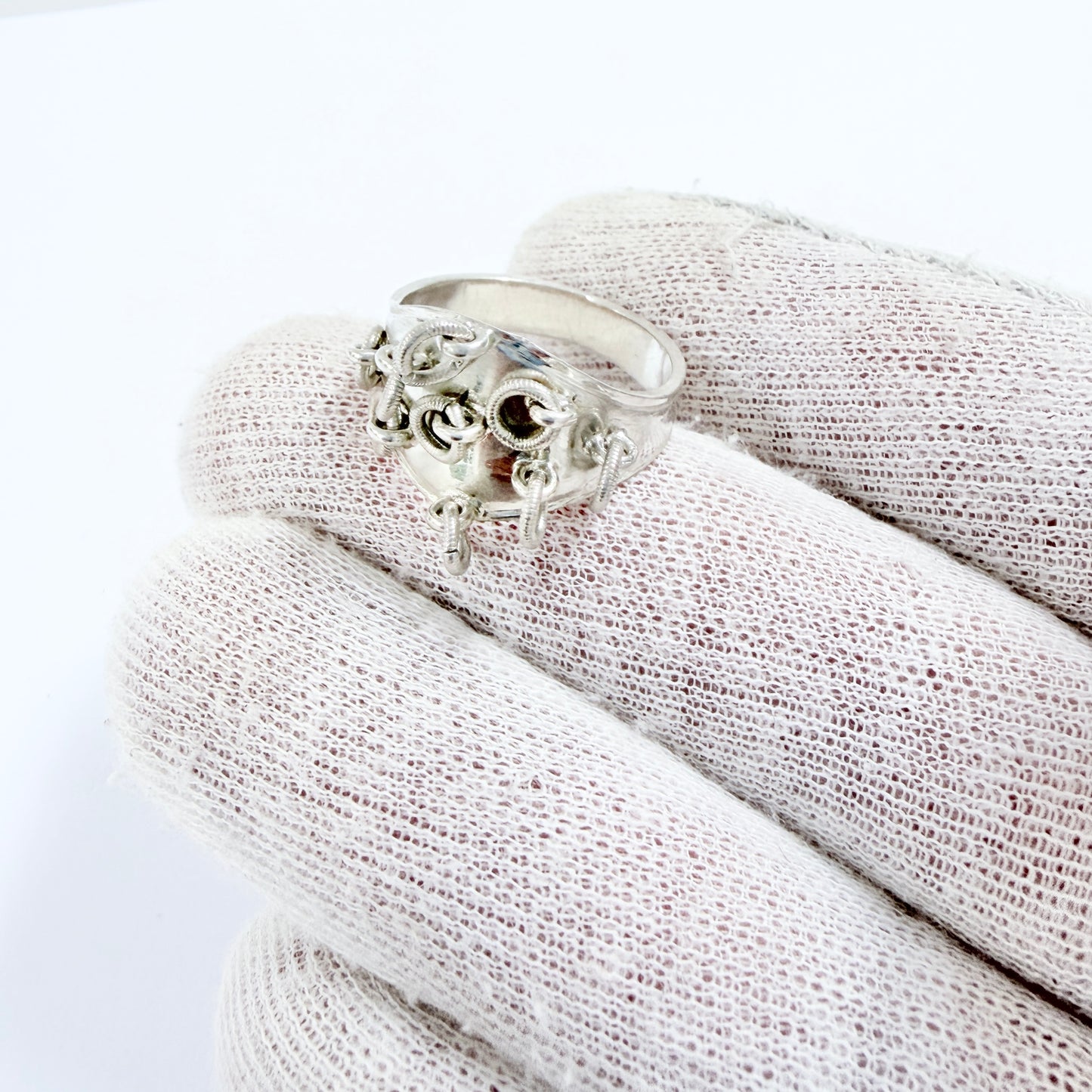 Nordmaling, Sweden year 1898. Antique Solid Silver Sami / Laplander Wedding Ring.