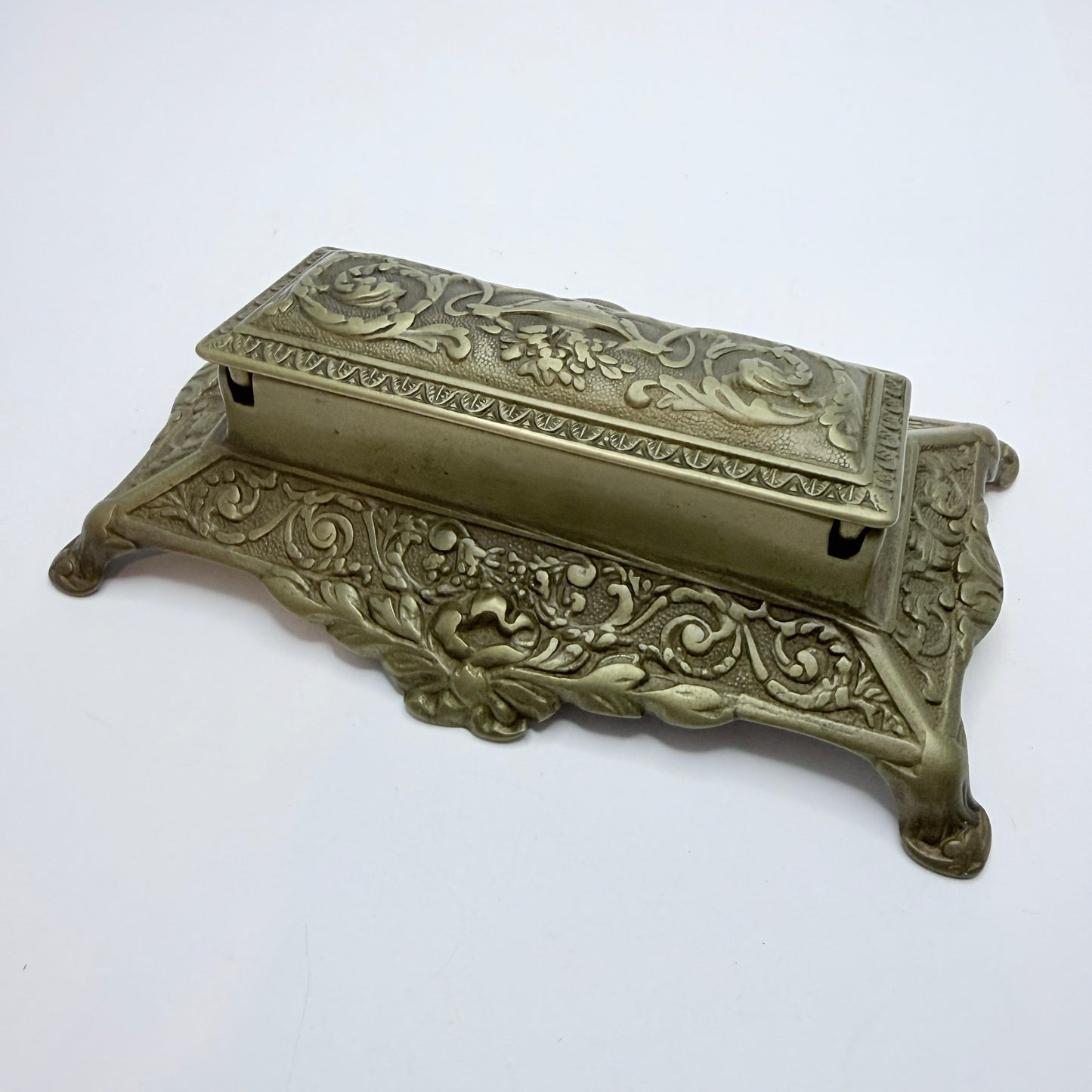Antique Empire-style ca 1900. Brass Desk Stamp Box