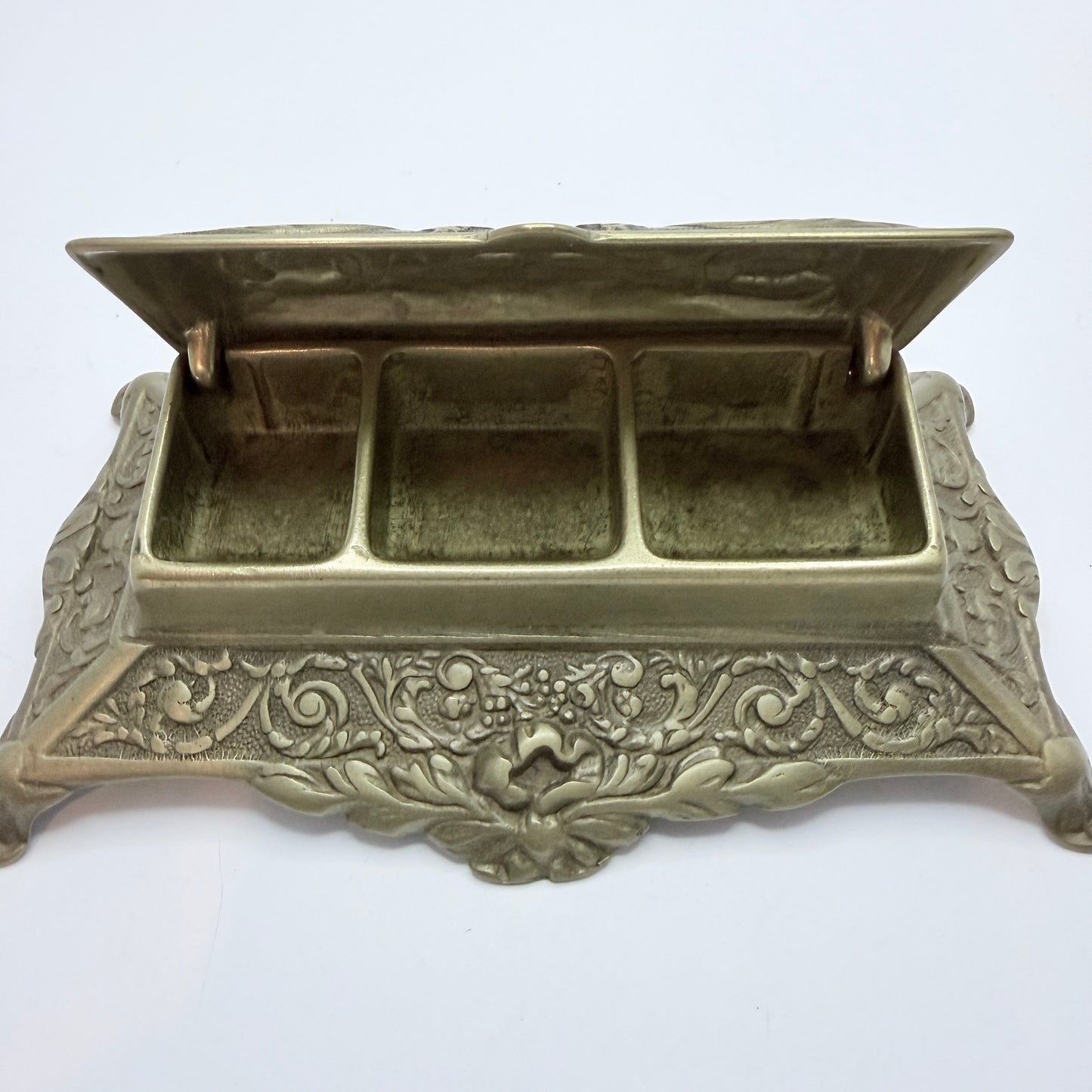 Antique Empire-style ca 1900. Brass Desk Stamp Box