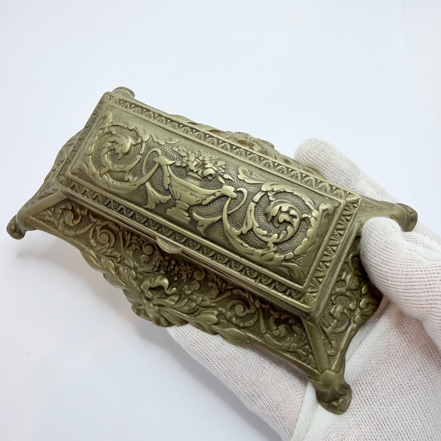 Antique Empire-style ca 1900. Brass Desk Stamp Box