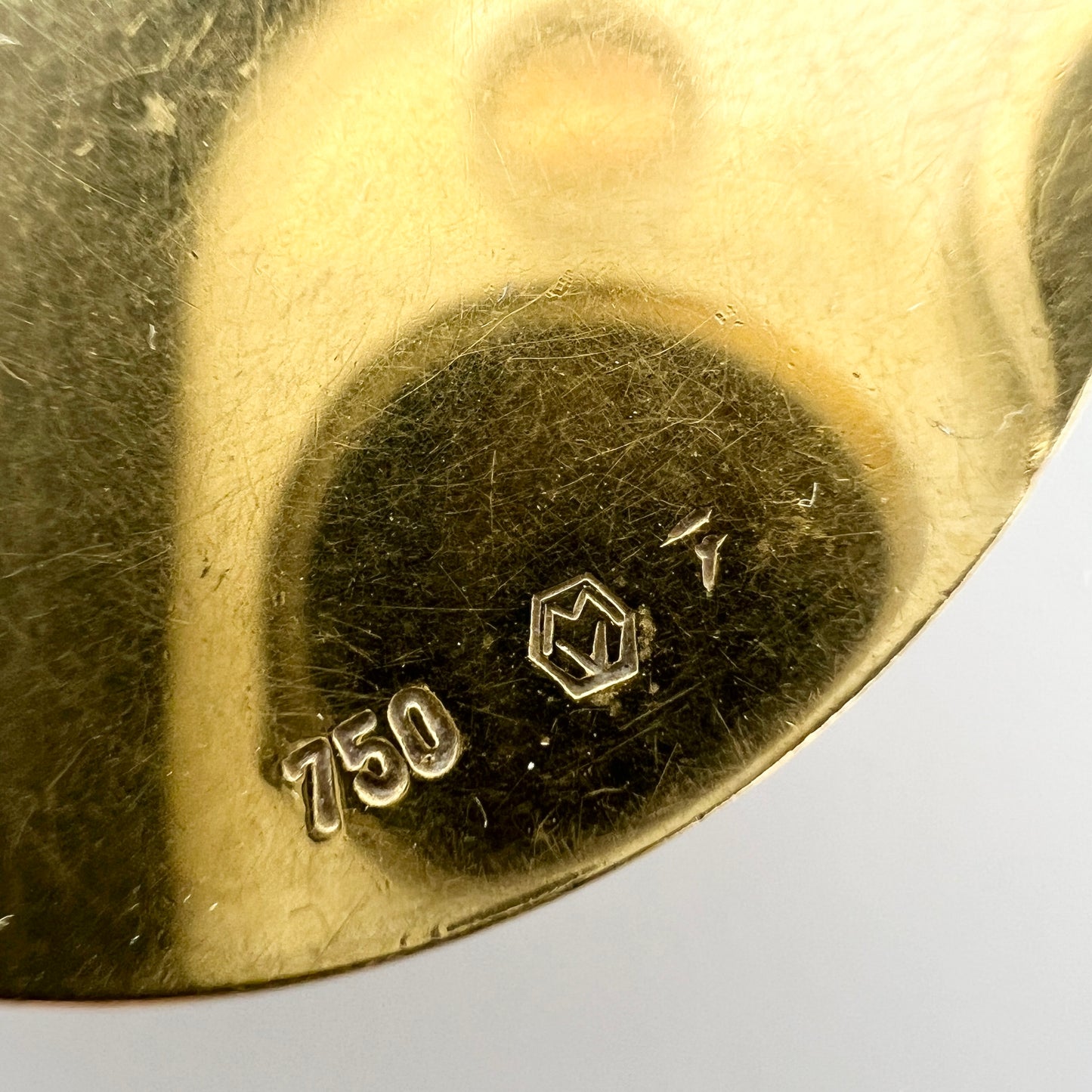 Vintage 18k Gold Diamond Reverse Painting Enamel Pendant.