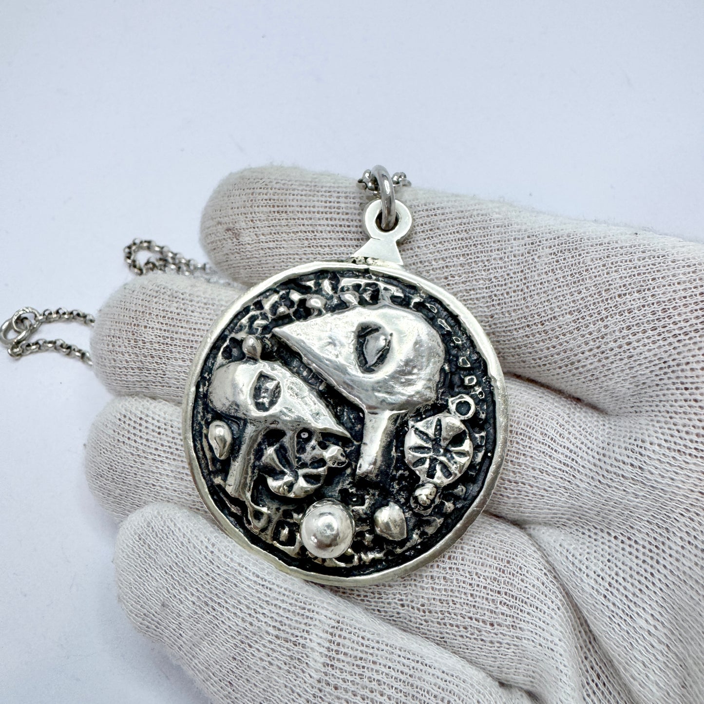 Rolf Kaplan, Sweden 1965. Vintage Sterling Silver Pendant Necklace.