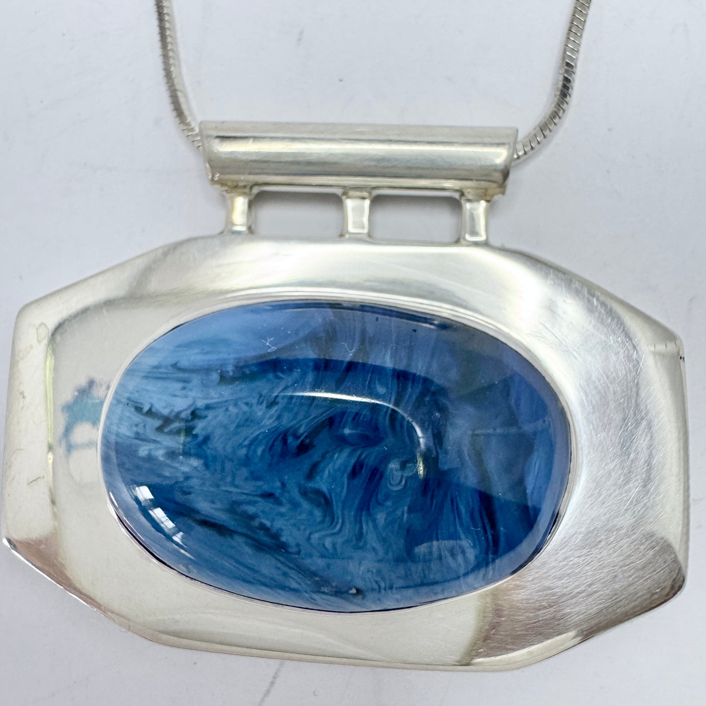 Sweden. Sterling Silver Bergslagen-stone Pendant Necklace