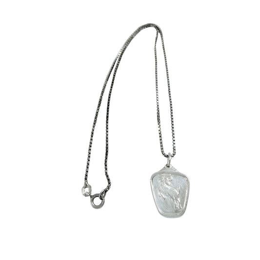Alton, Sweden 1975. Vintage Solid Silver Zodiac Capricorn Pendant + Chain.