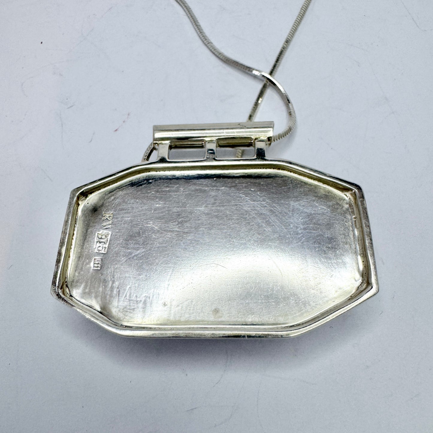Sweden. Sterling Silver Bergslagen-stone Pendant Necklace
