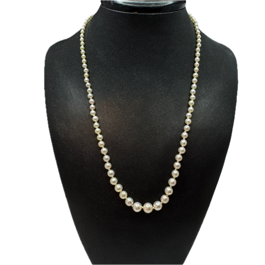 Germany. Vintage Cultured Pearl Sterling Clasp Necklace.