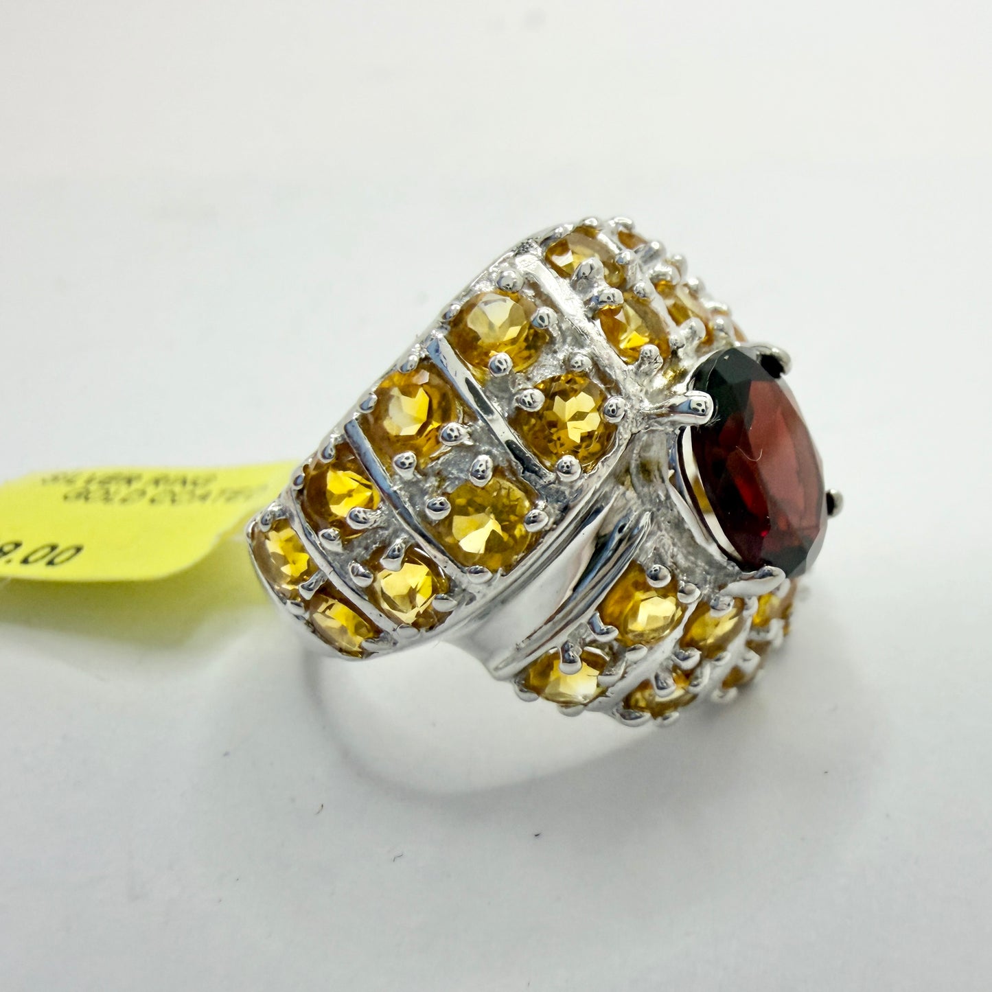 Bold Sterling Silver Garnet Quartz Ring.