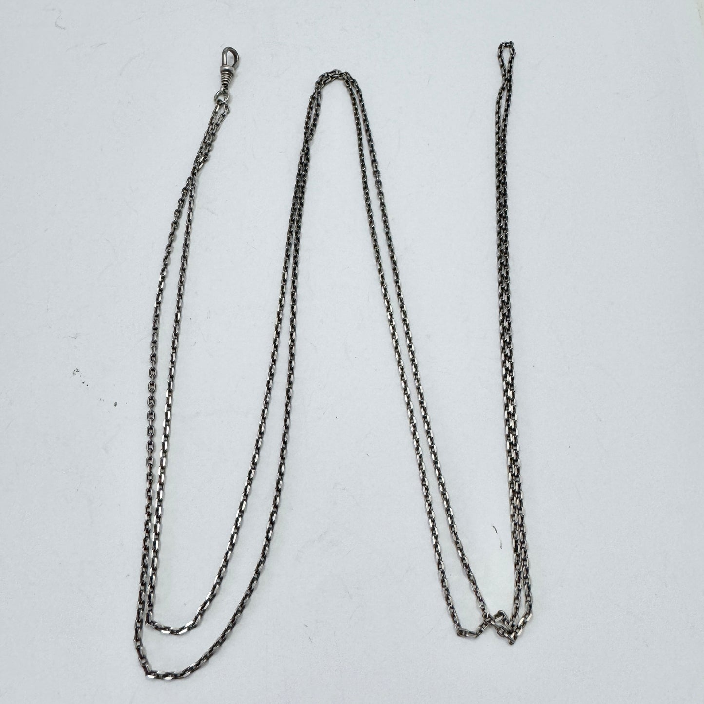 Sweden c 1900. Antique Solid Silver 53 inch Longuard Chain Necklace.