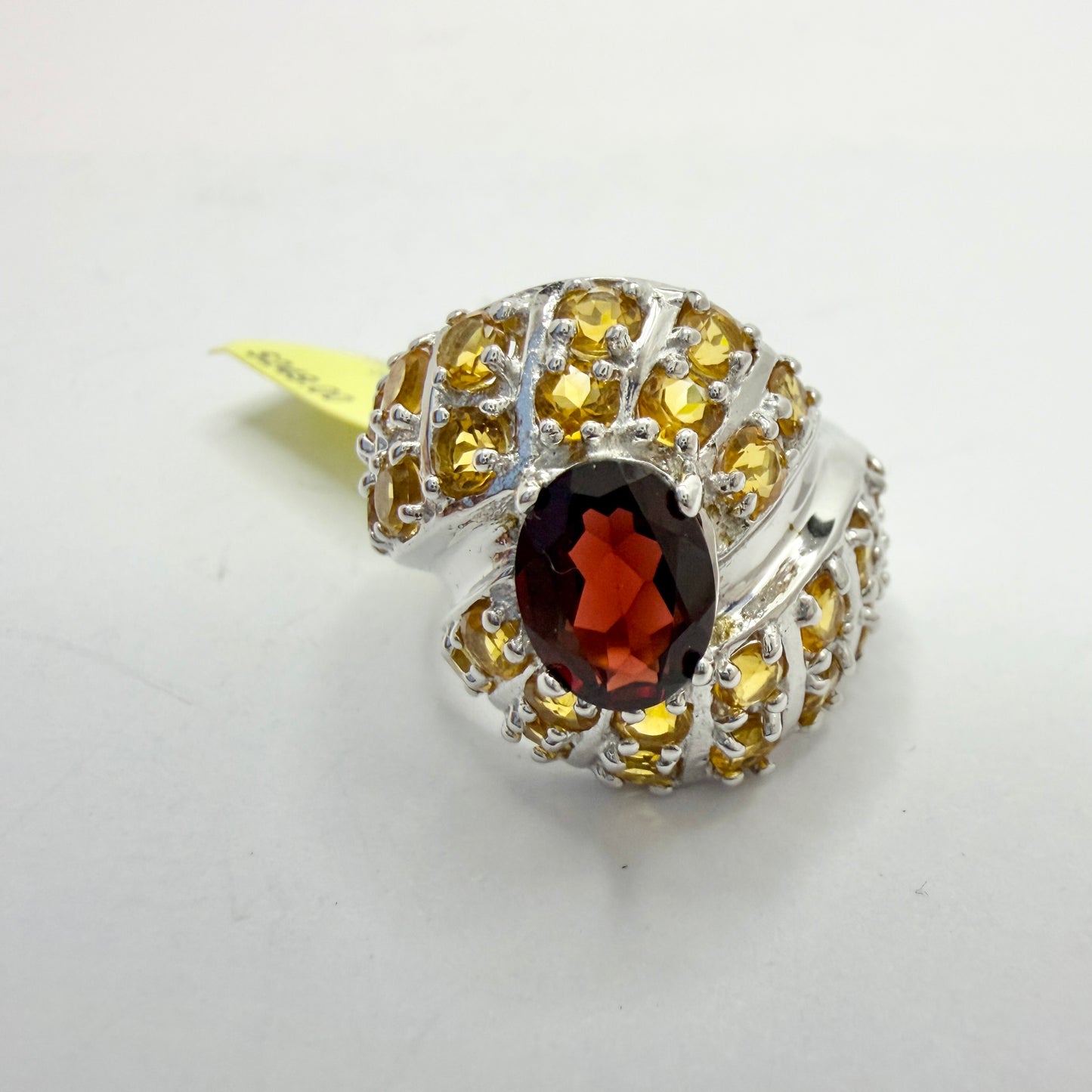 Bold Sterling Silver Garnet Quartz Ring.