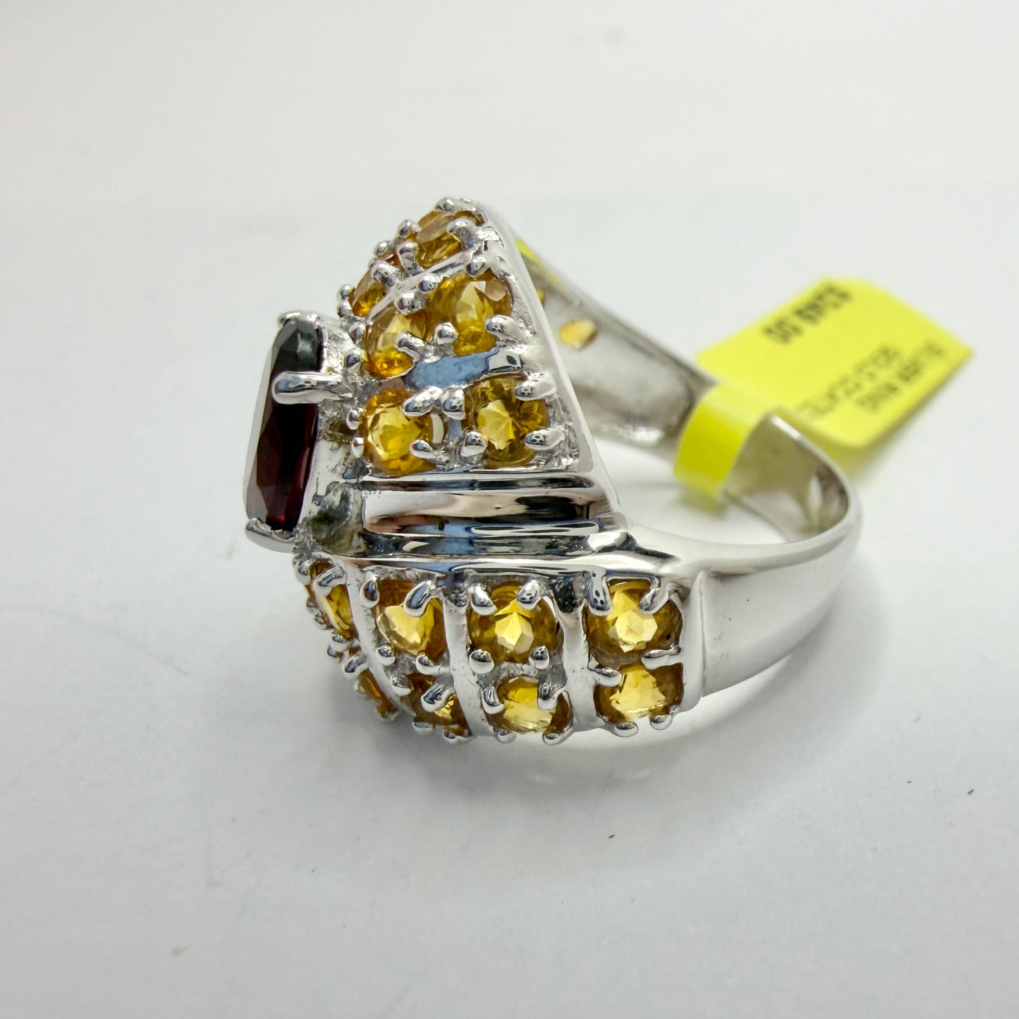 Bold Sterling Silver Garnet Quartz Ring.