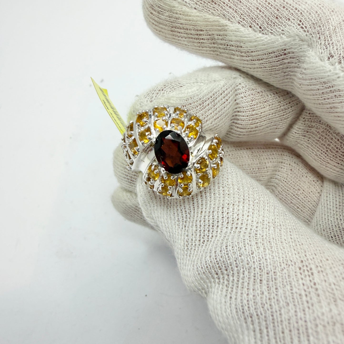 Bold Sterling Silver Garnet Quartz Ring.