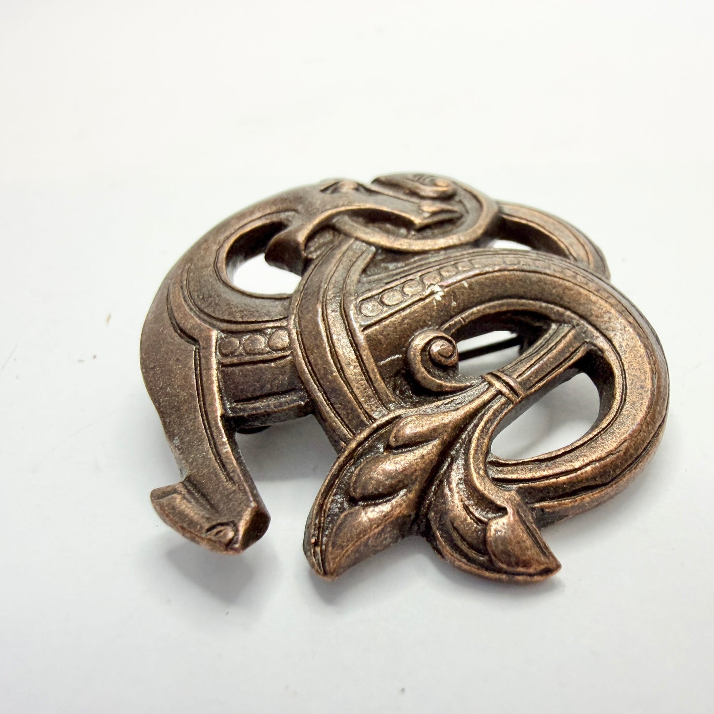 Sweden. Vintage Bronzed Pewter Dragestil Brooch.