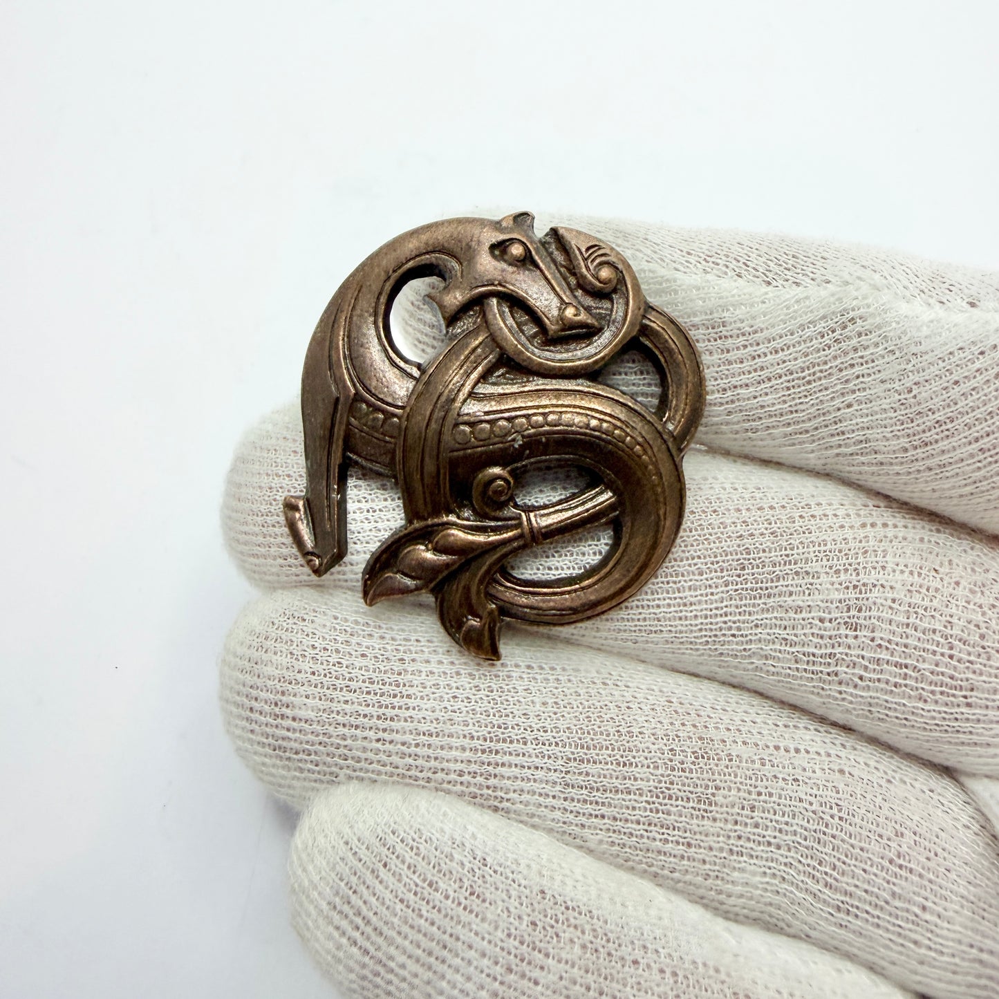 Sweden. Vintage Bronzed Pewter Dragestil Brooch.