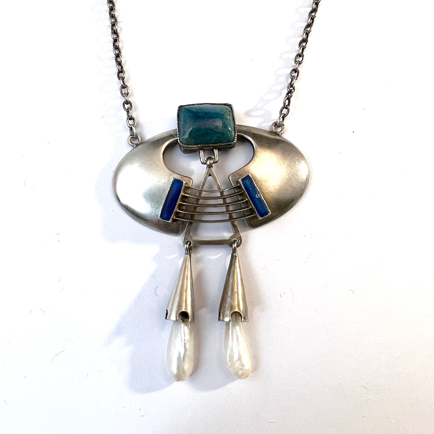 Germany, c 1900. Solid 900 Silver Jugendstil DEPOSÉ Pendant Necklace.