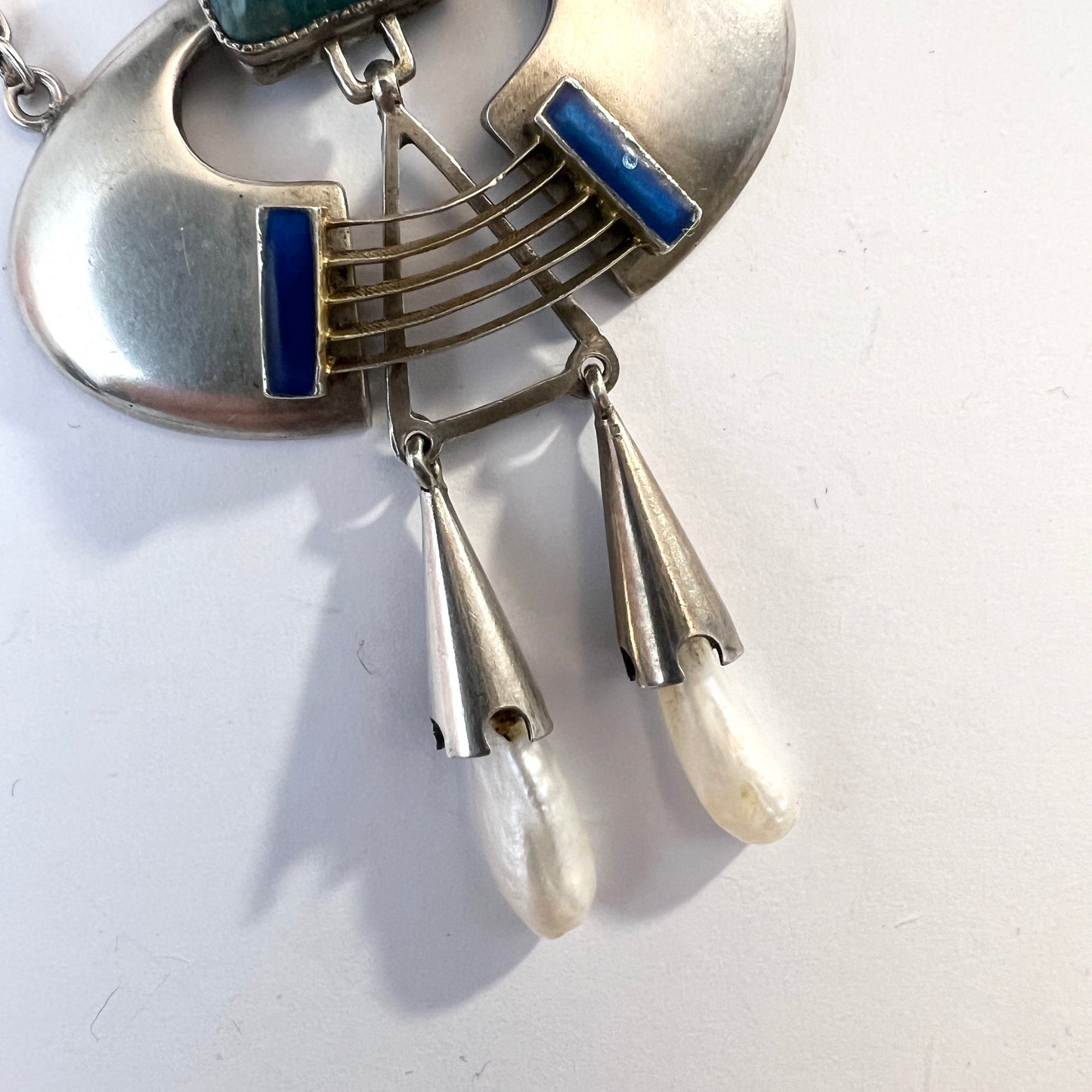 Germany, c 1900. Solid 900 Silver Jugendstil DEPOSÉ Pendant Necklace.