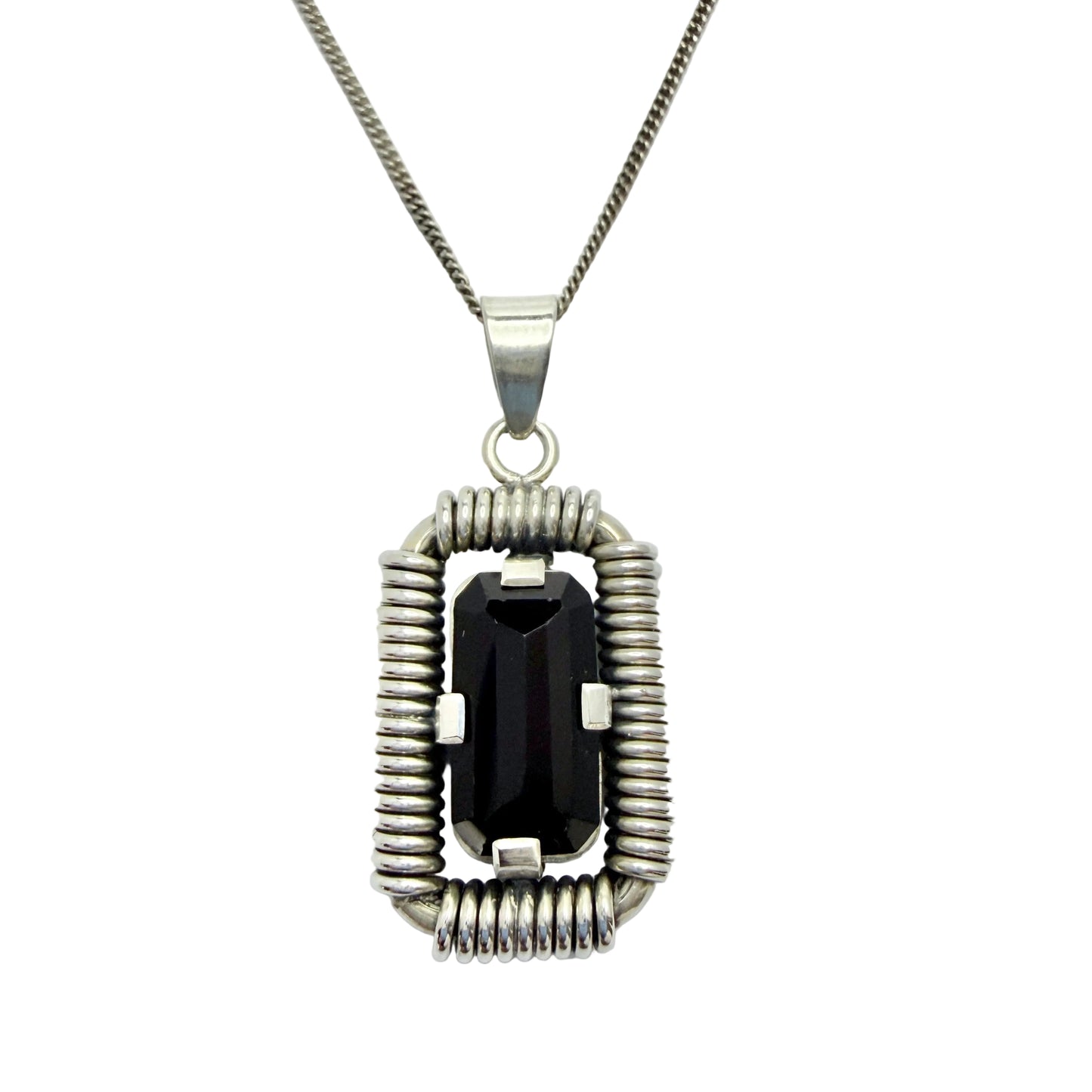 J Pettersson, Sweden 1947. Vintage Machine Age Sterling Silver Onyx