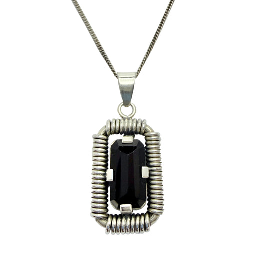 J Pettersson, Sweden 1947. Vintage Machine Age Sterling Silver Onyx