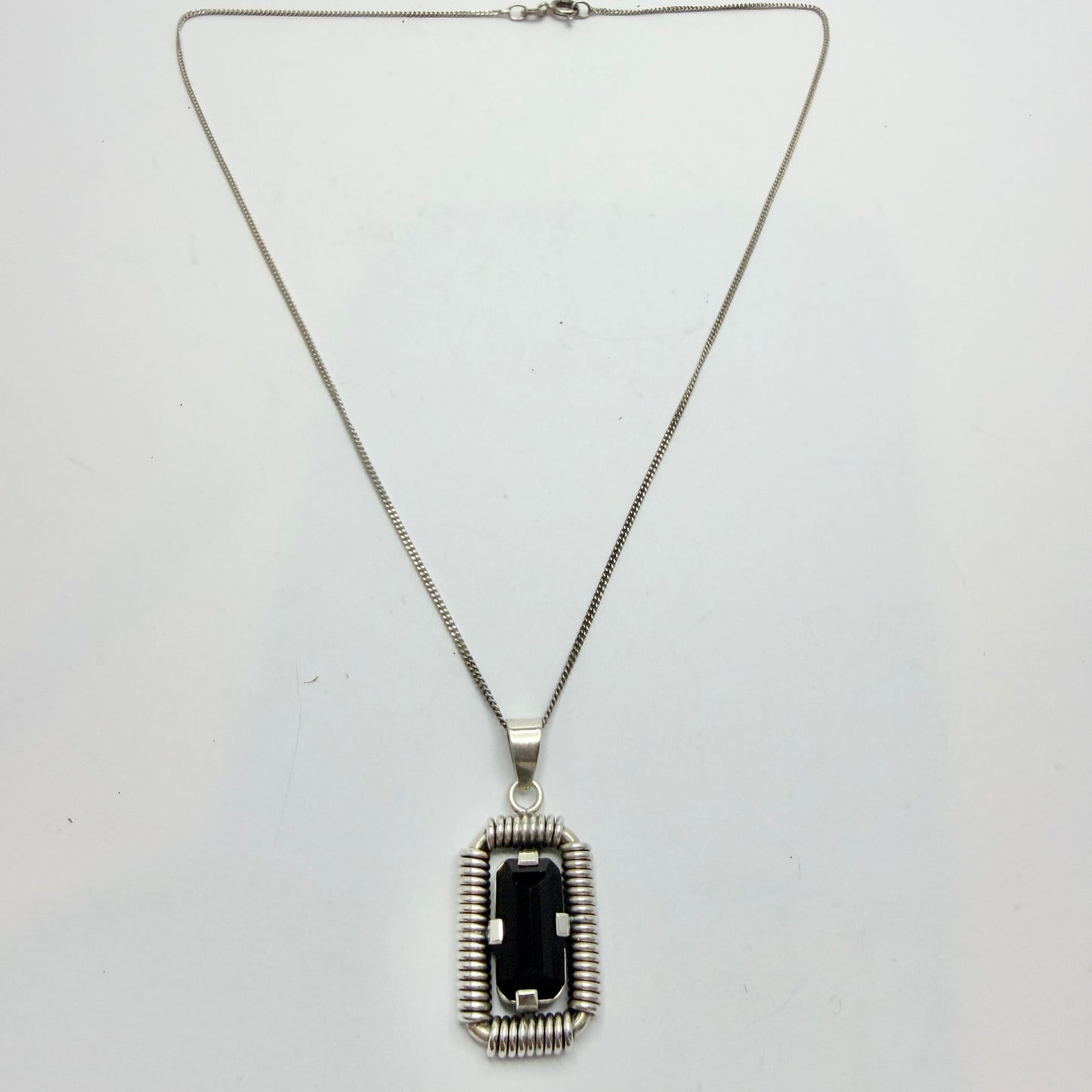 J Pettersson, Sweden 1947. Vintage Machine Age Sterling Silver Onyx