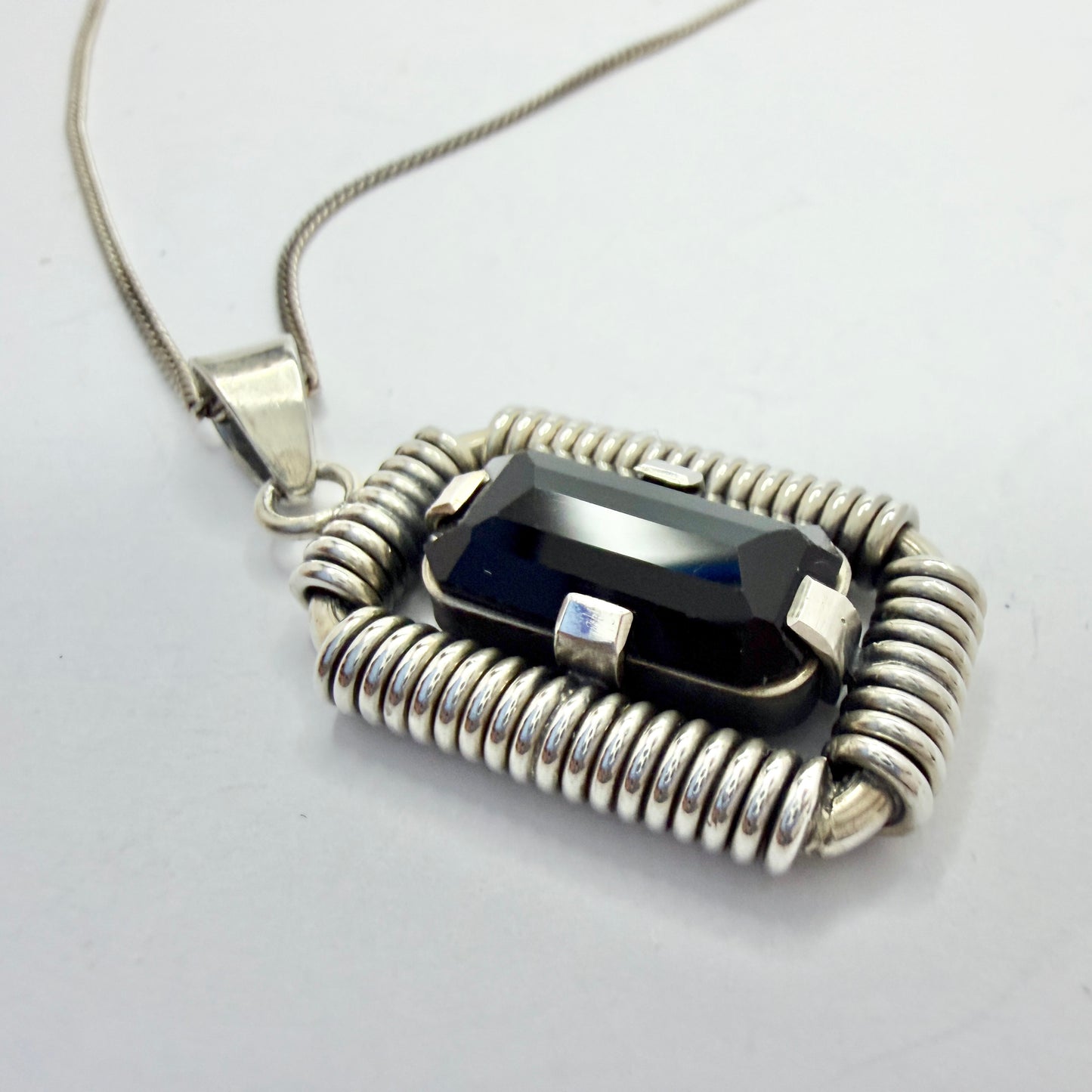 J Pettersson, Sweden 1947. Vintage Machine Age Sterling Silver Onyx