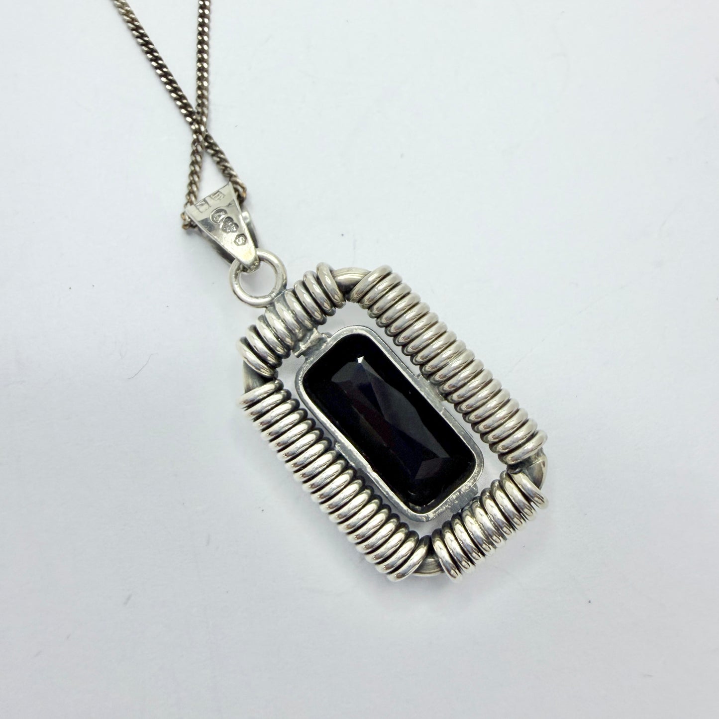 J Pettersson, Sweden 1947. Vintage Machine Age Sterling Silver Onyx