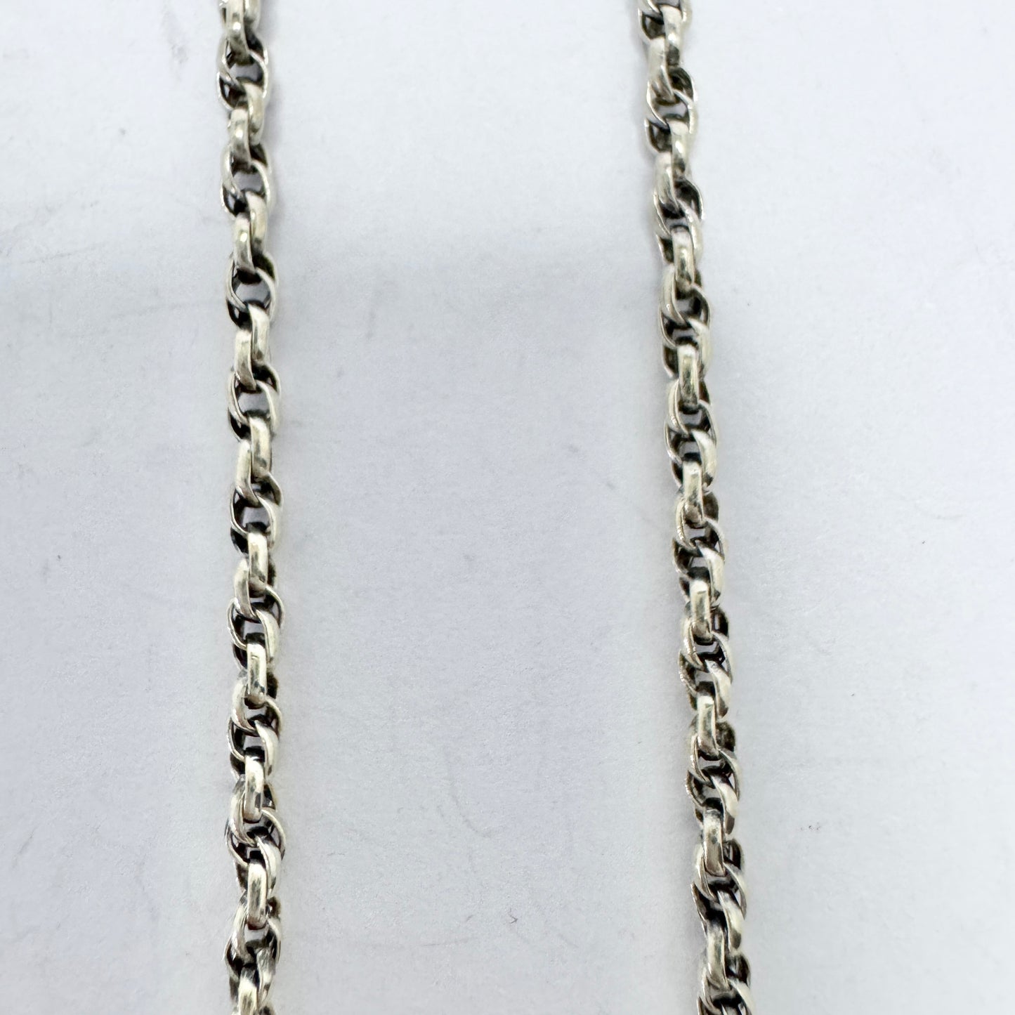 Sweden 1940-50s. Vintage 39 in Solid Silver Chain Necklace.