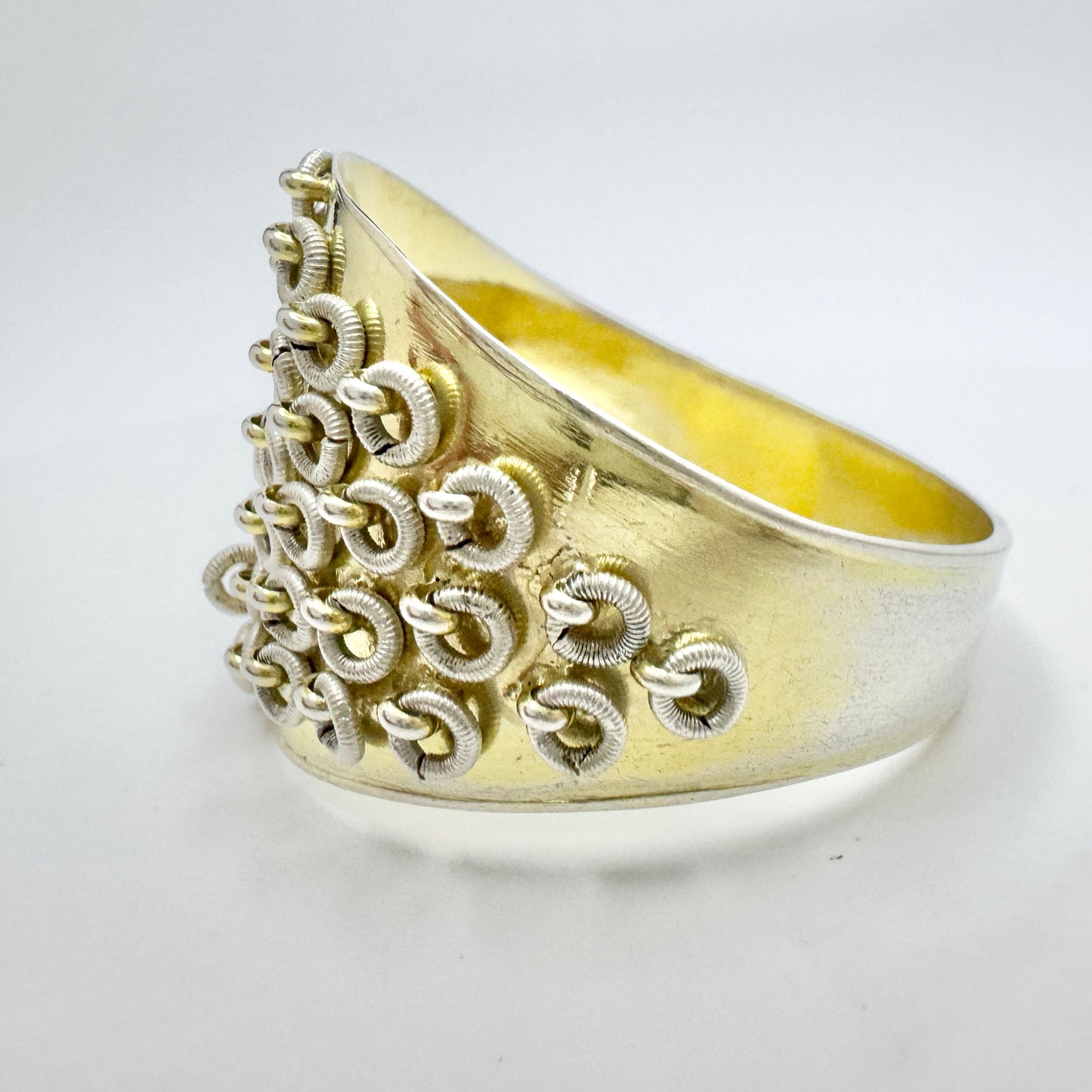 J.E. Petterson Sweden 1892. Antique Solid Silver Scarf Ring.